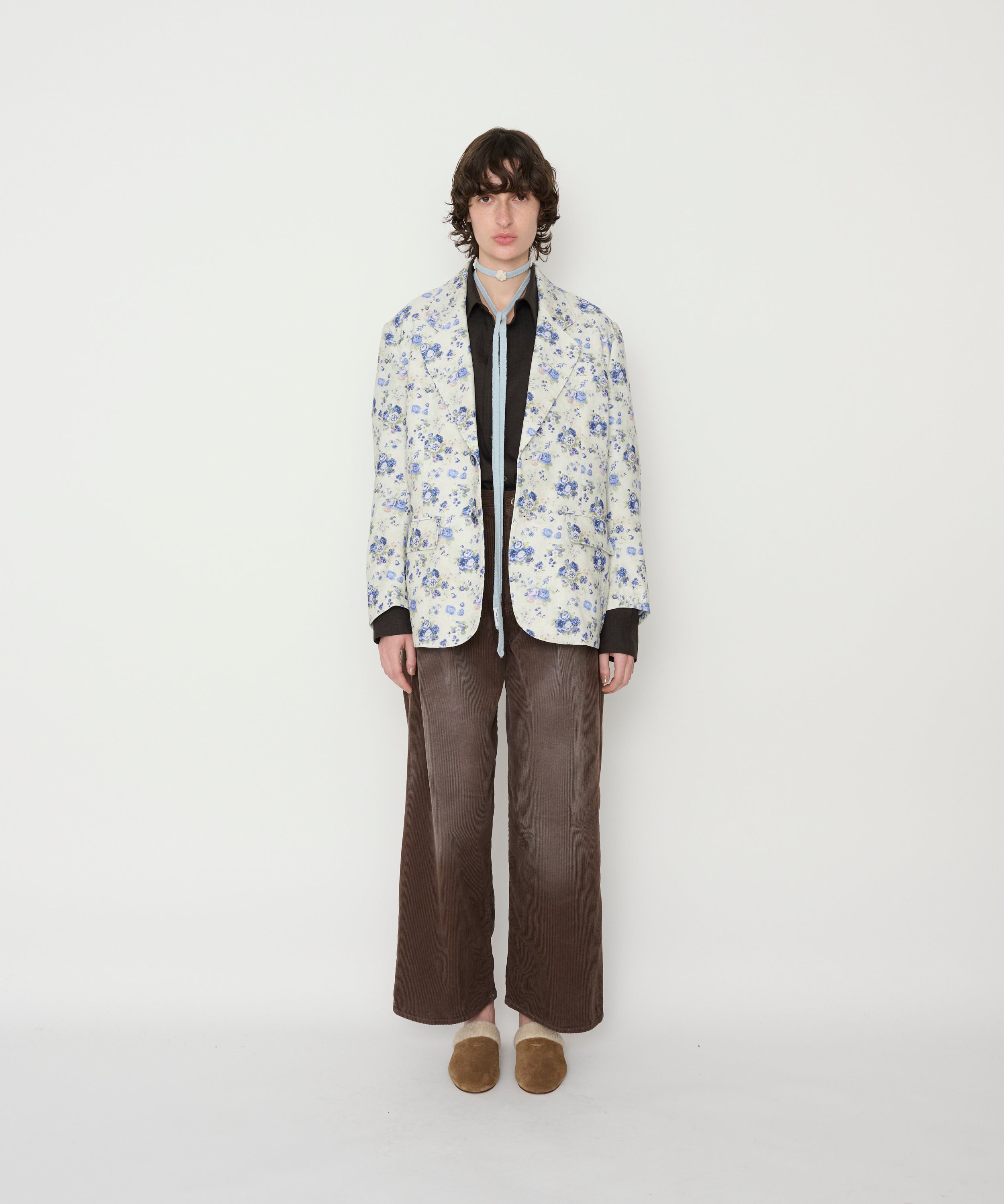 COTTON CORDUROY FLOWER PRINT TAILOR JACKET