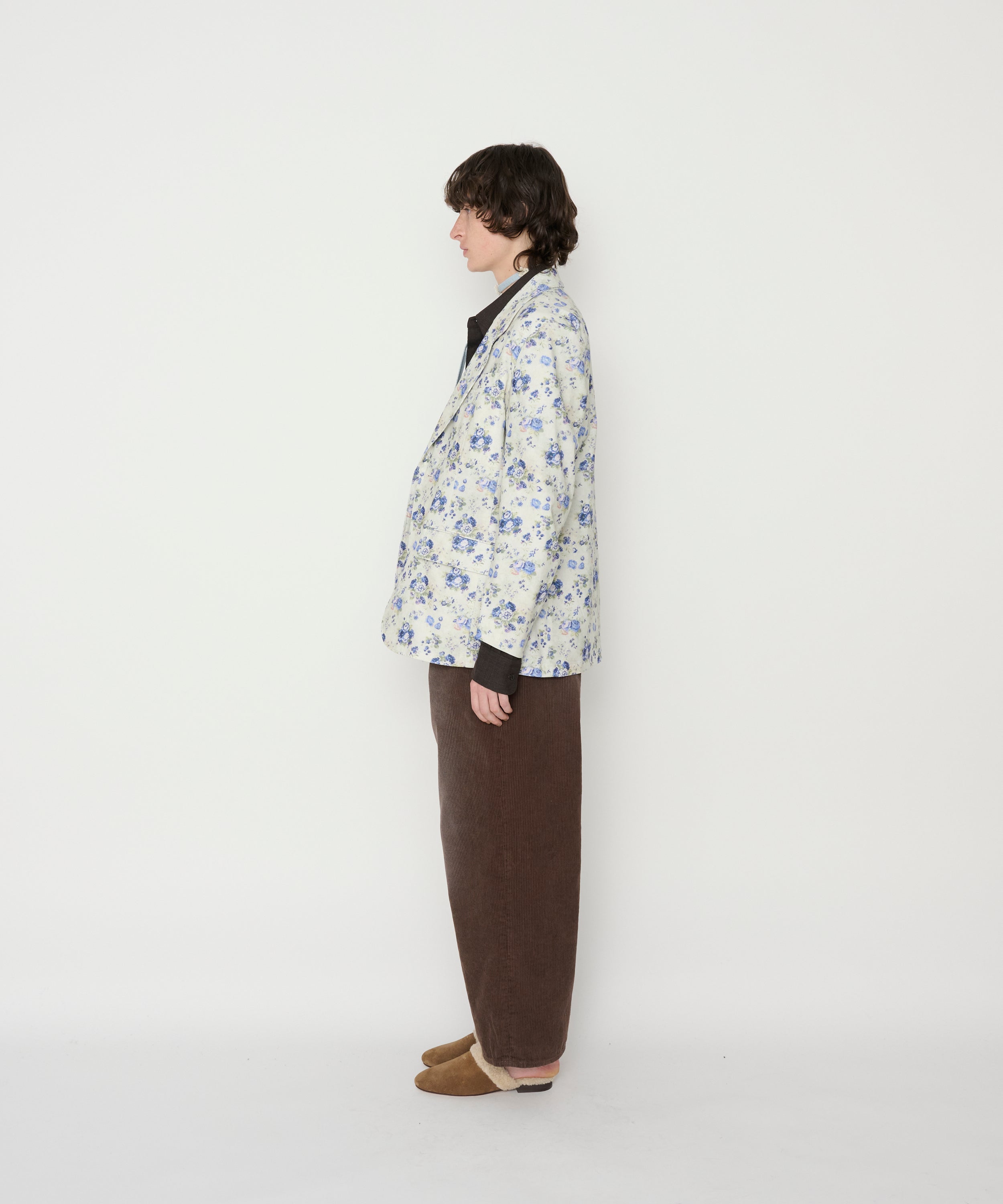 COTTON CORDUROY FLOWER PRINT TAILOR JACKET