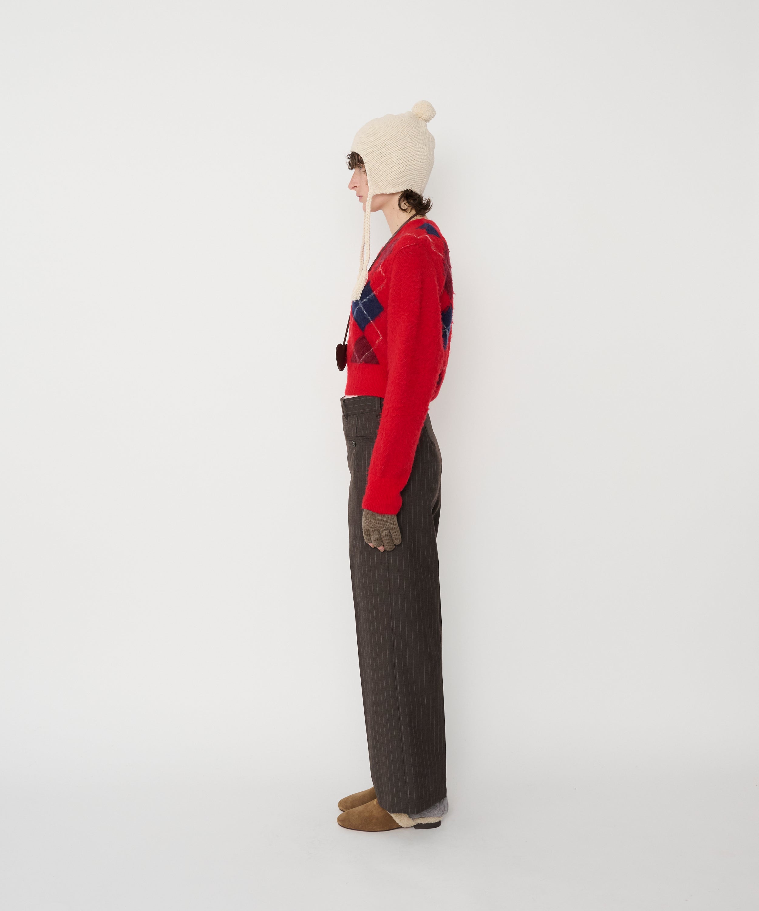 STRIPE WOOL TROPICAL BACK FRONT SLACKS