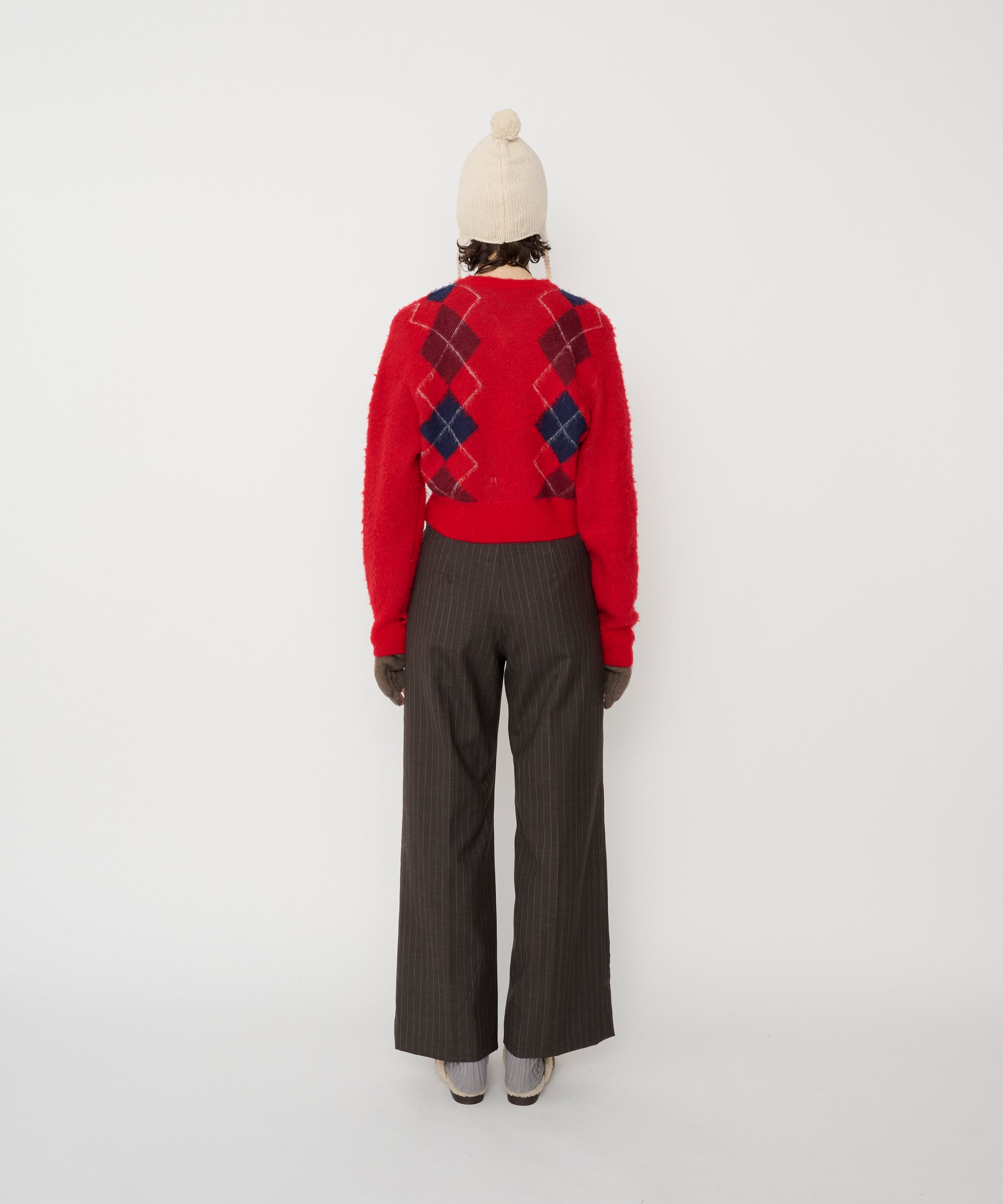 STRIPE WOOL TROPICAL BACK FRONT SLACKS