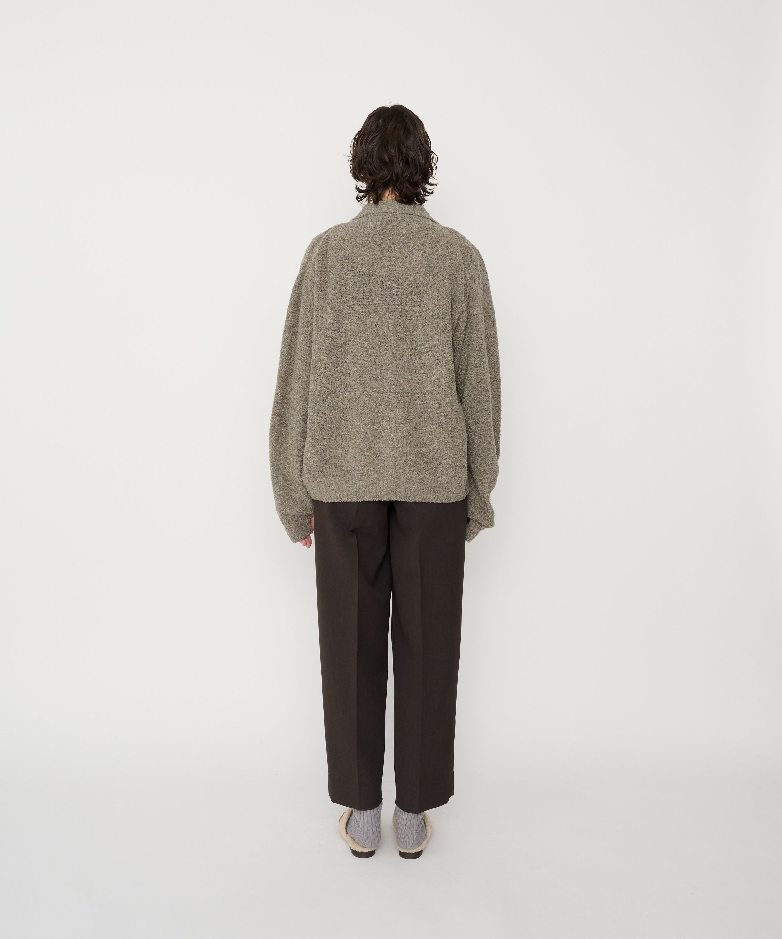 5G REVERSE STICHES POLO COLLAR KNIT CARDIGAN