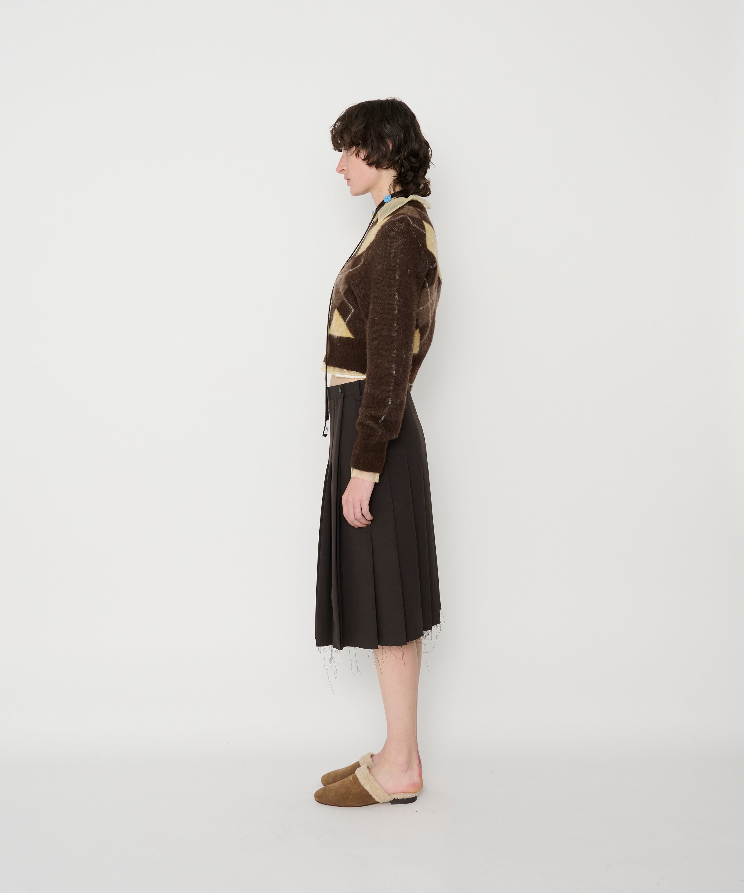 POLYESTER W CLOTH PLEATS SKIRT