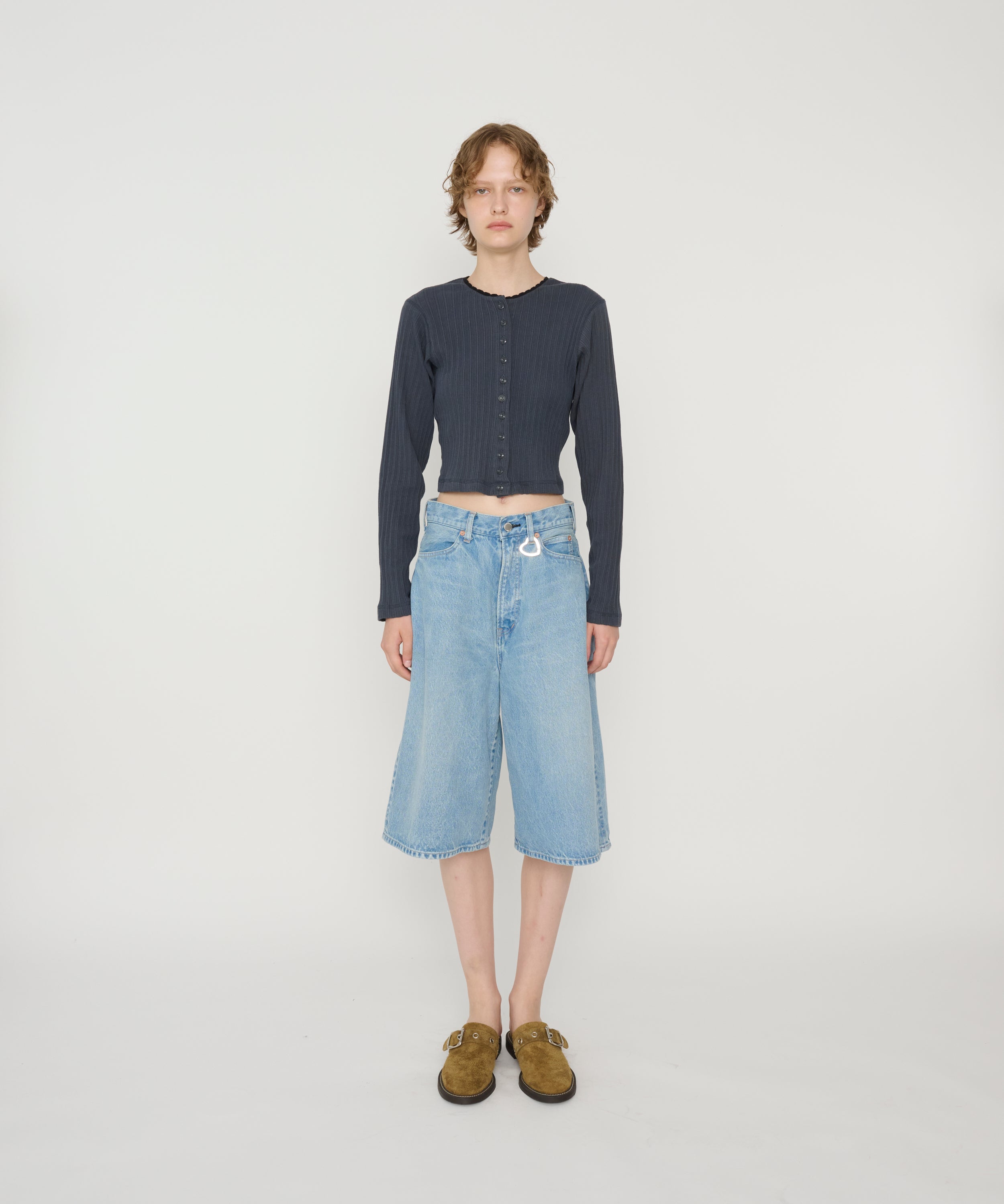 COTTON EYELET RIB CARDIGAN