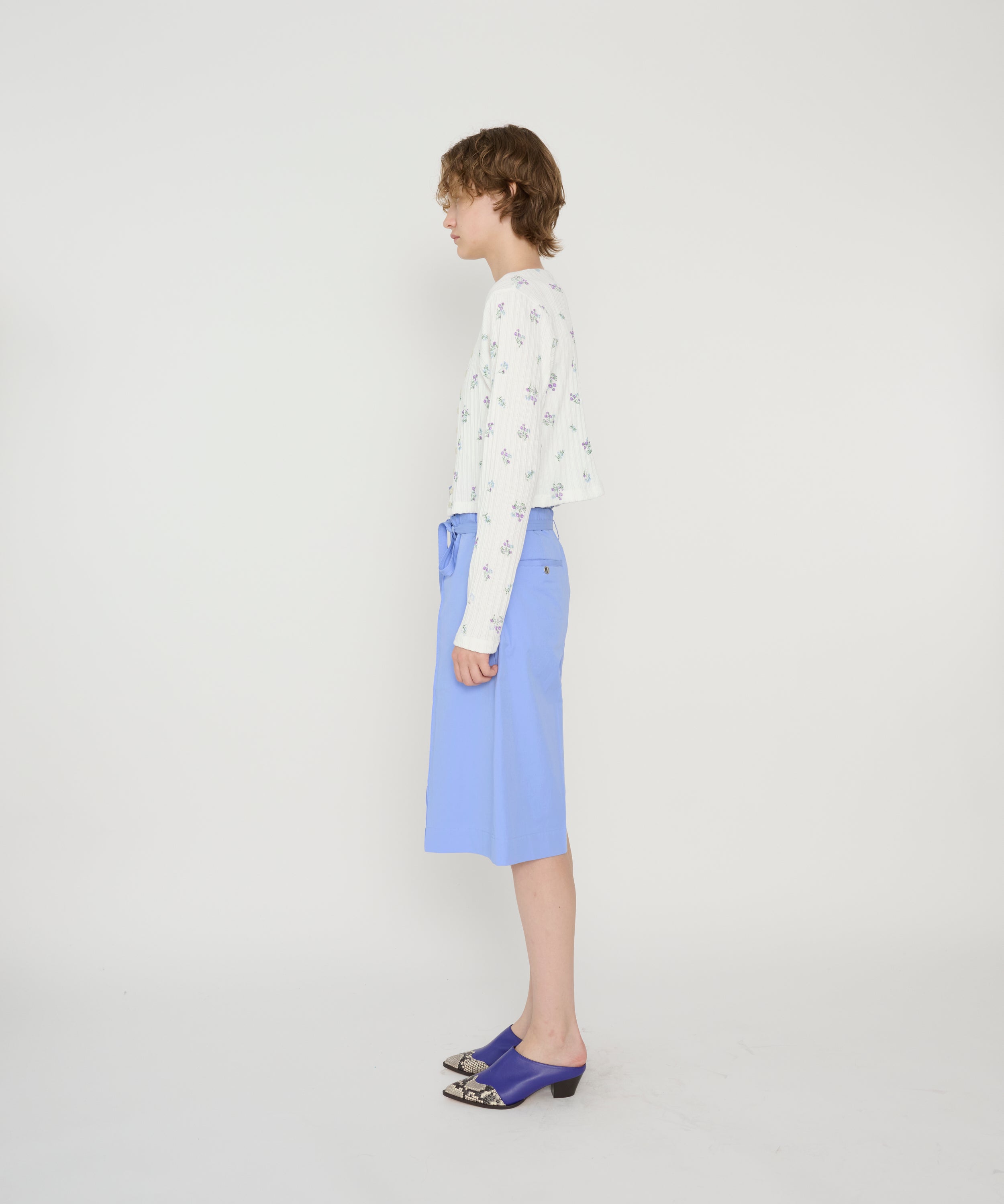 COTTON EYELET RIB FLOWER CARDIGAN