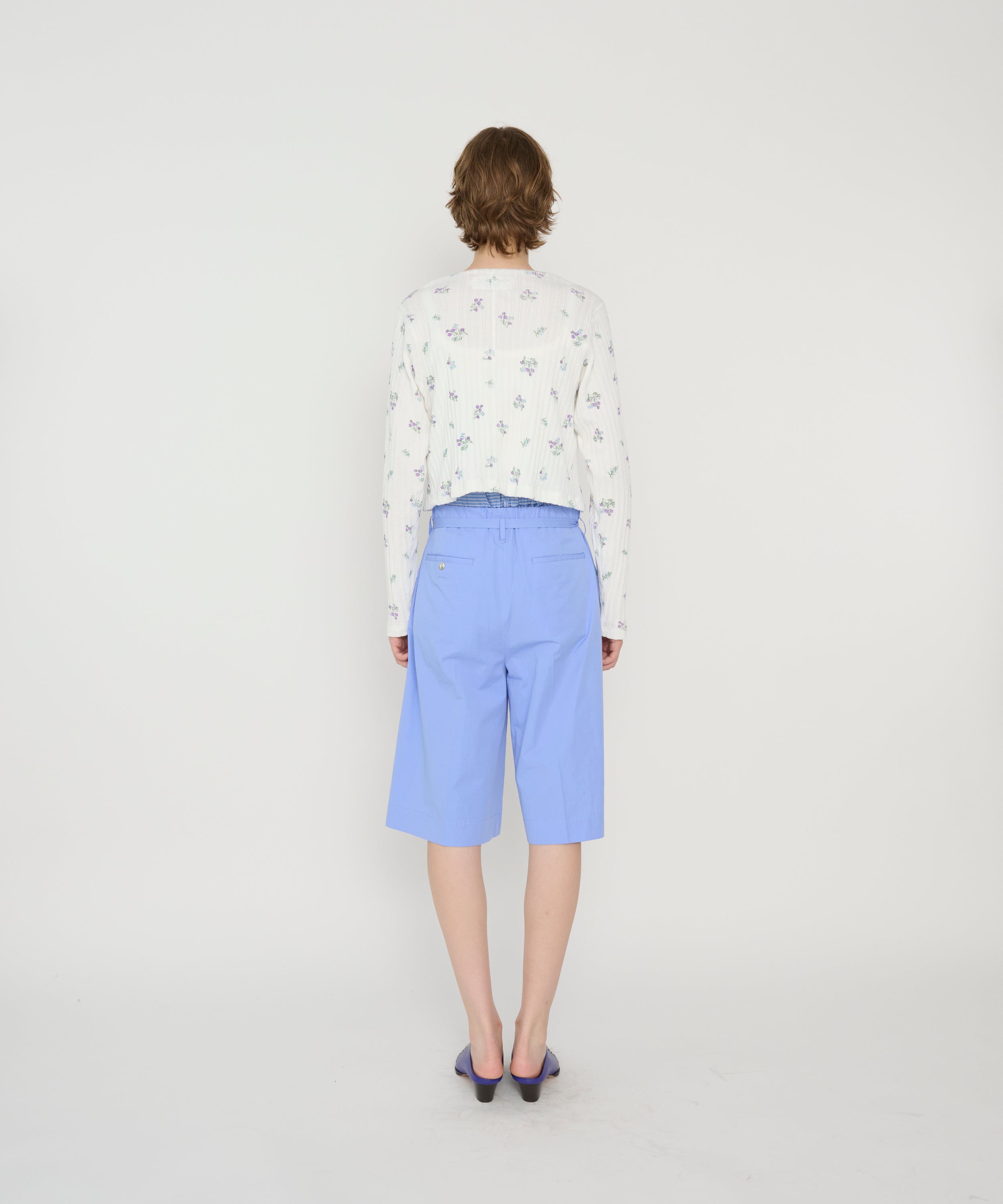 COTTON EYELET RIB FLOWER CARDIGAN