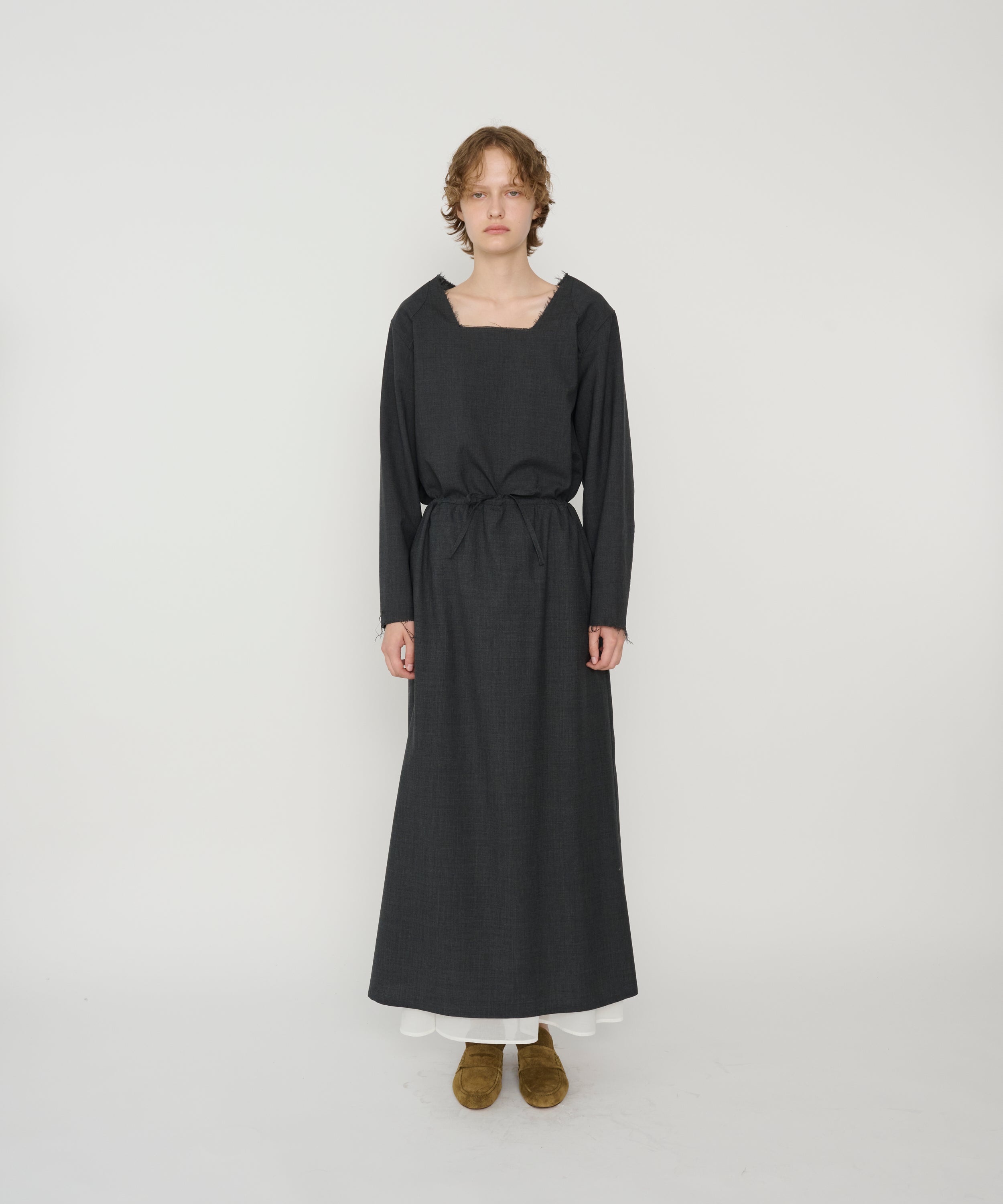 WASHABLE WOOL TROPICAL SQUARE NECK PULLOVER