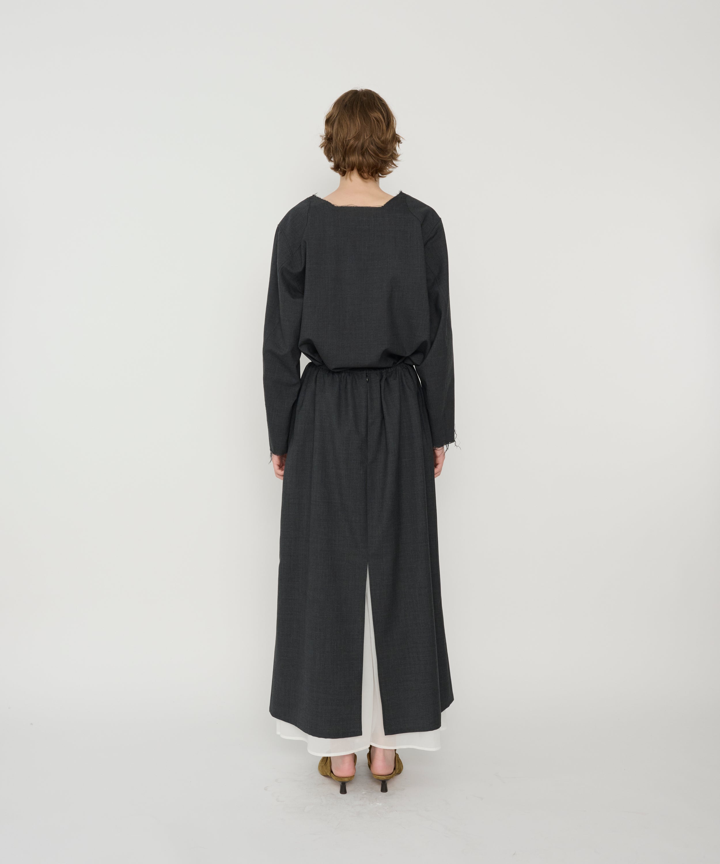 WASHABLE WOOL TROPICAL SQUARE NECK PULLOVER