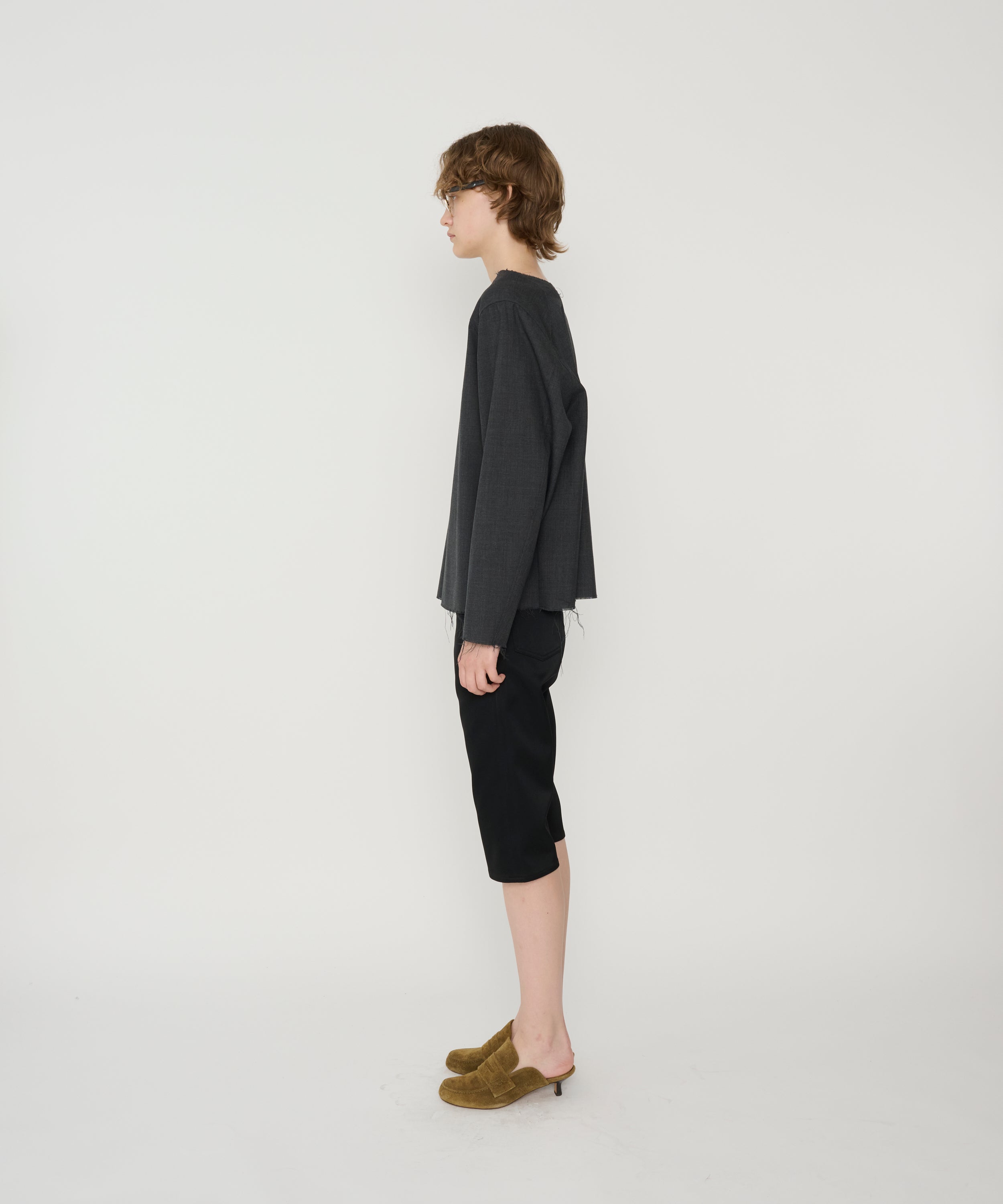 WASHABLE WOOL TROPICAL SQUARE NECK PULLOVER