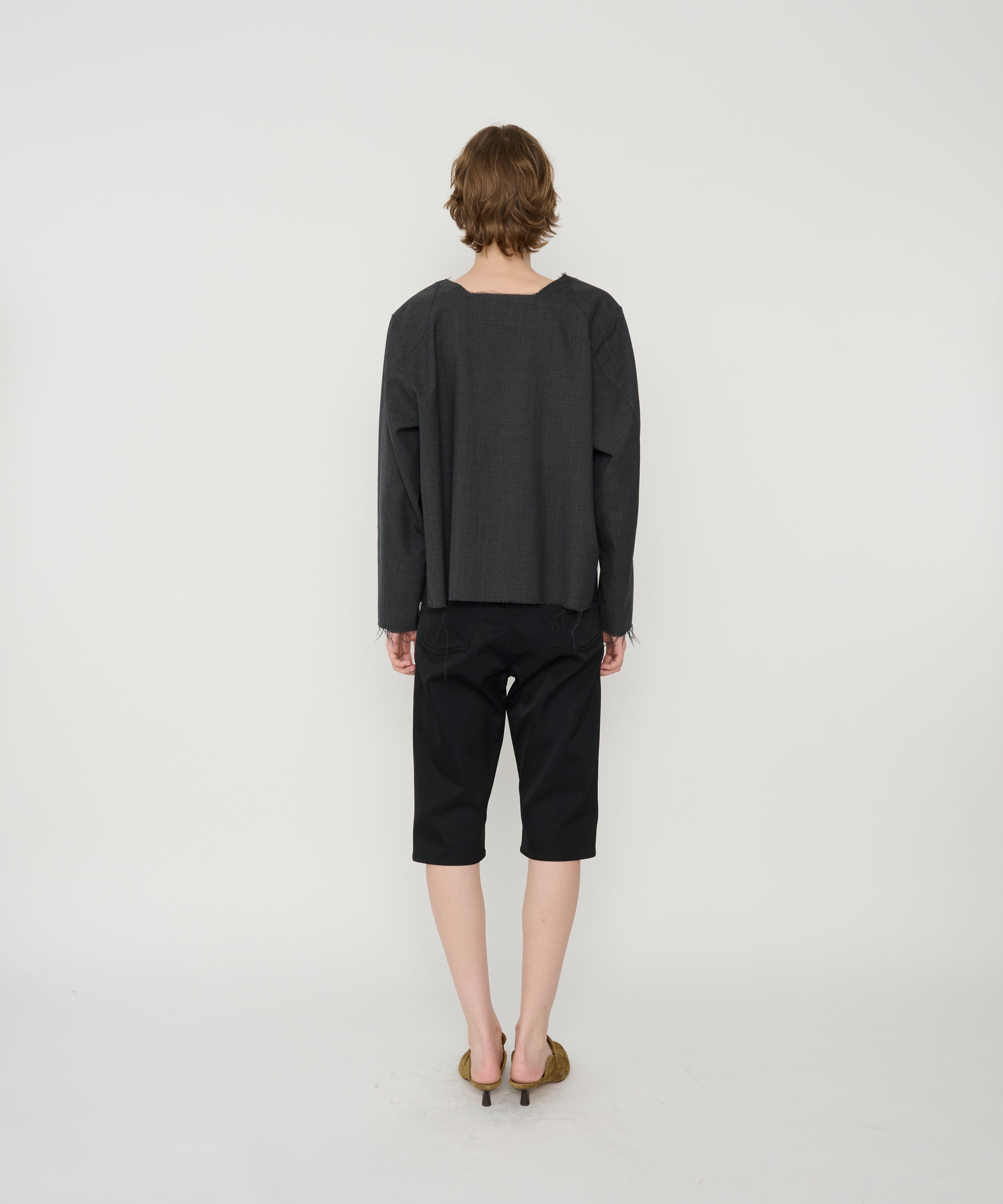 WASHABLE WOOL TROPICAL SQUARE NECK PULLOVER