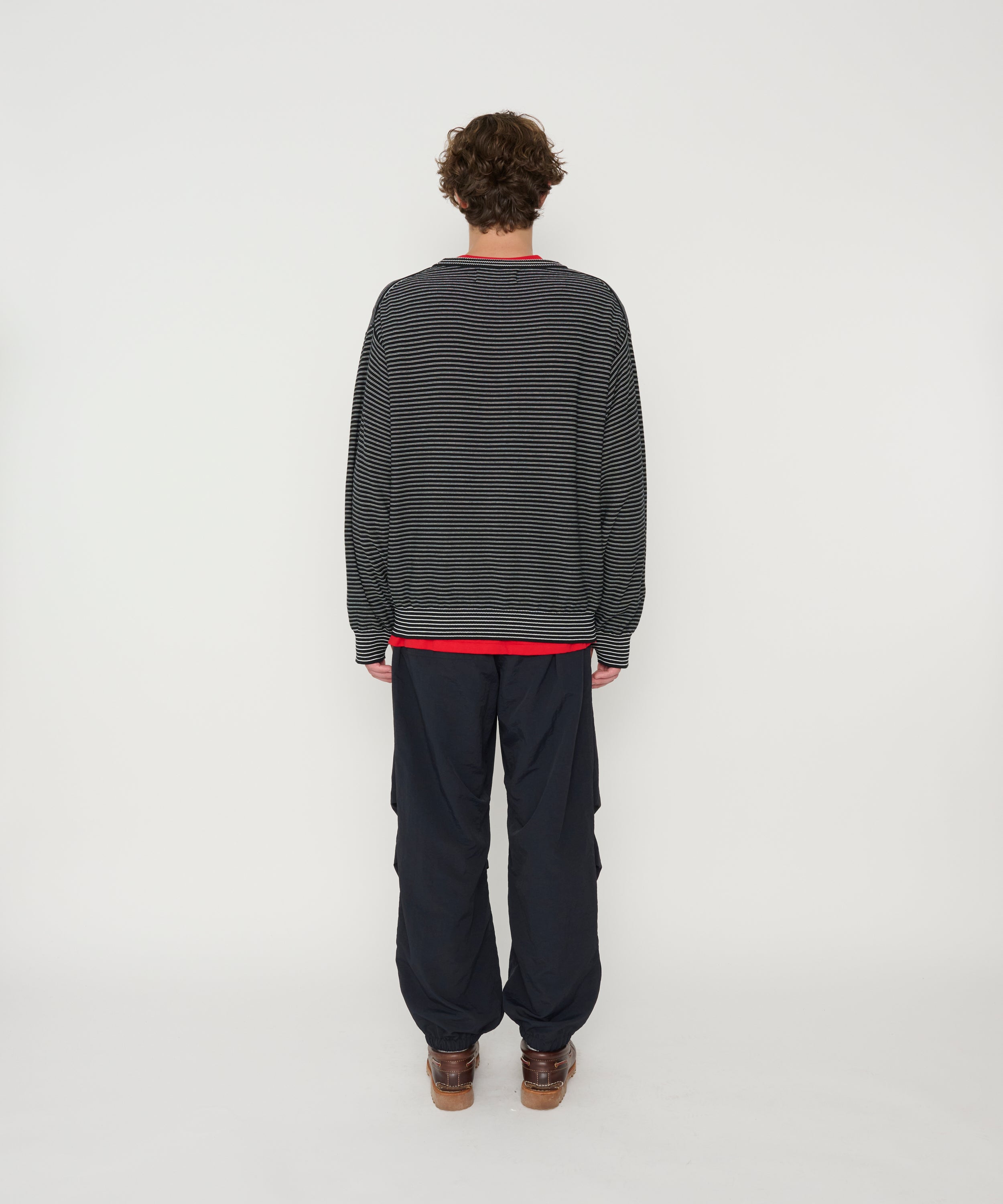 12G COTTON BORDER CREW NECK KNIT