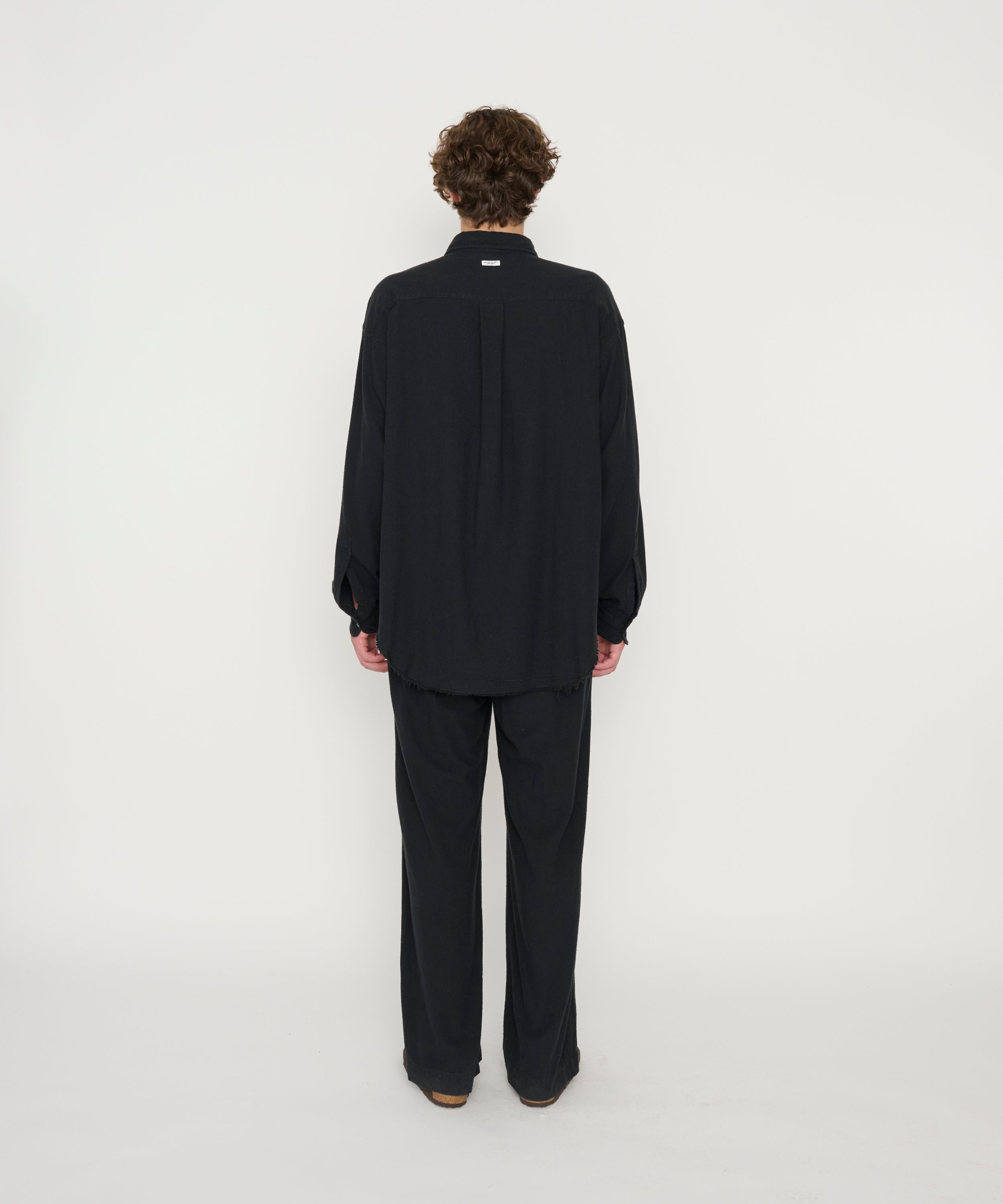 SILK NOIL GARMENT DYE OVERSIZED REGULAR COLLAR SHIRT