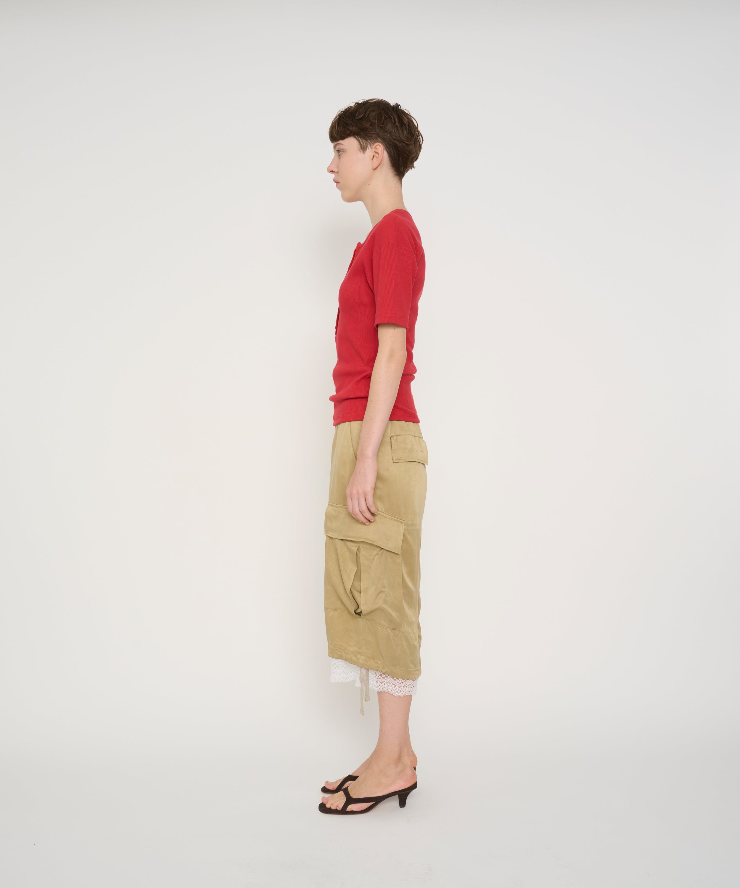 COTTON RIB HENRY NECK SHORT SLEEVE PULLOVER