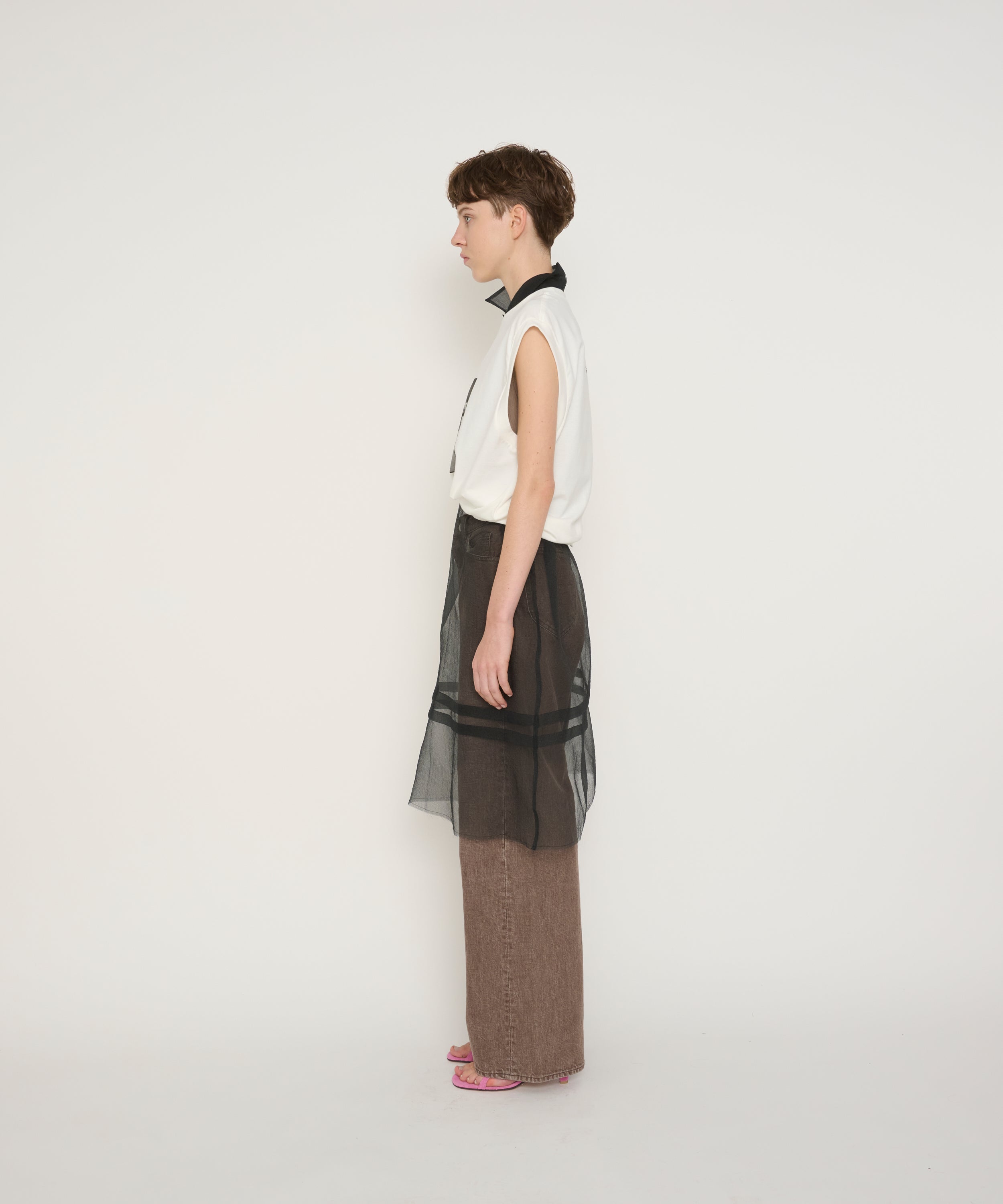 ORGANDY OPEN COLLAR ONEPIECE