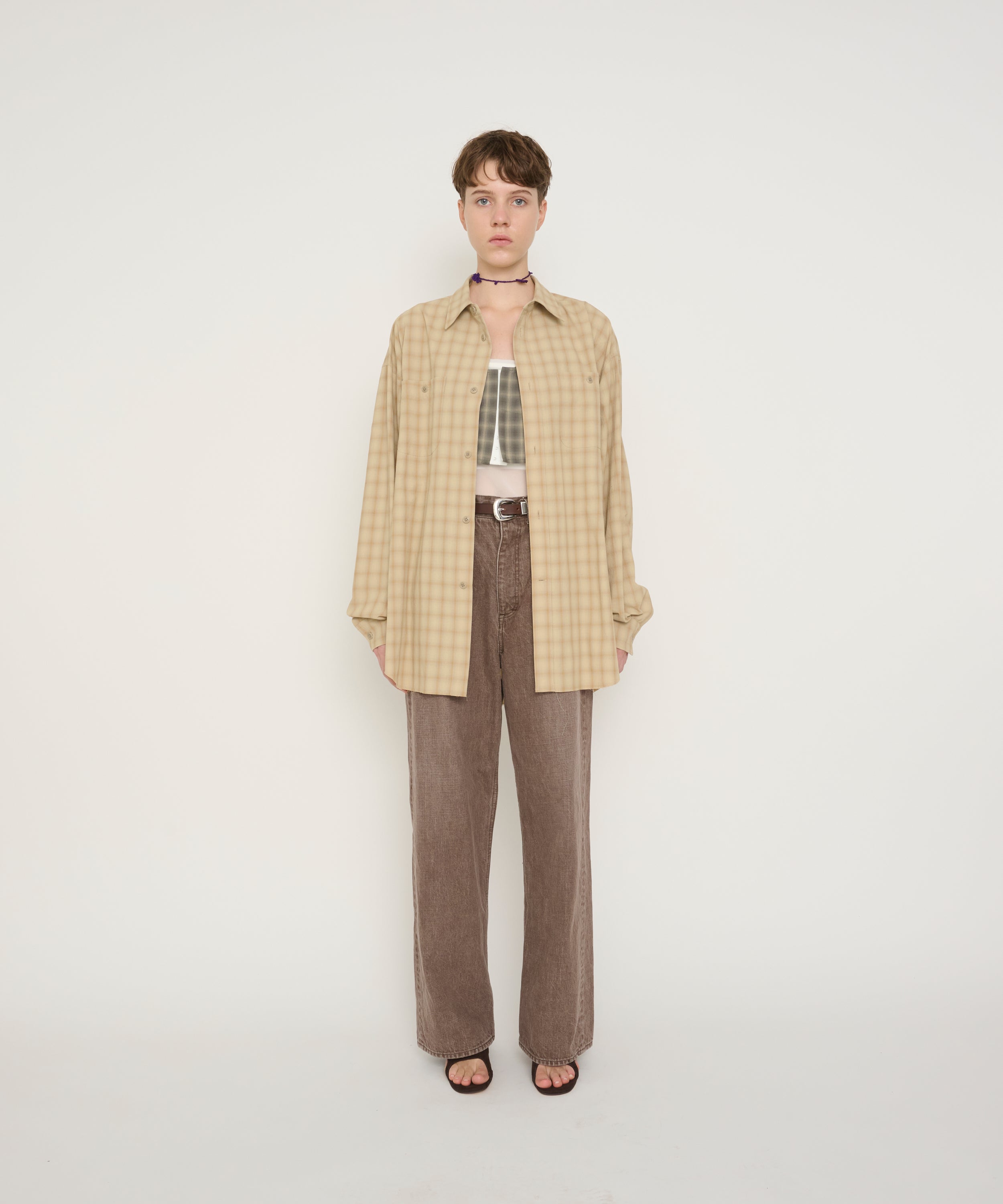 POLYESTER SHADOW CHECK WORK SHIRT