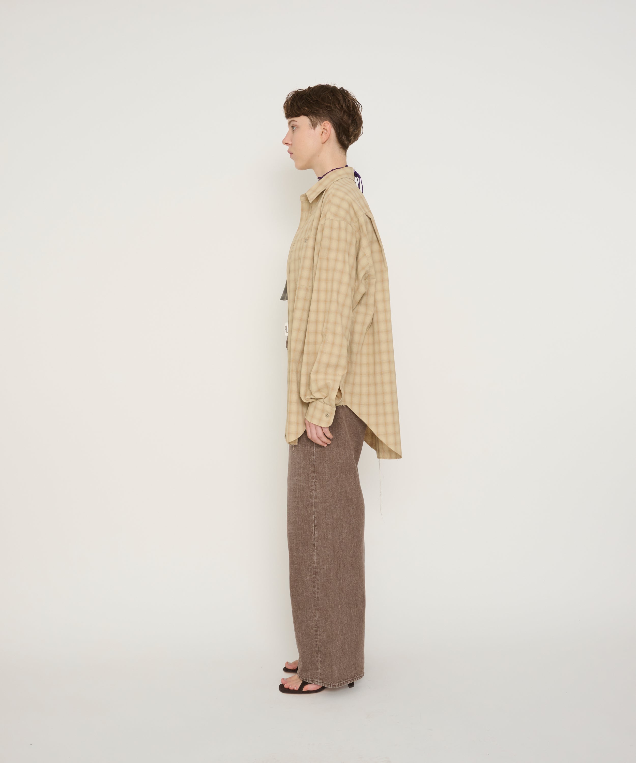 POLYESTER SHADOW CHECK WORK SHIRT