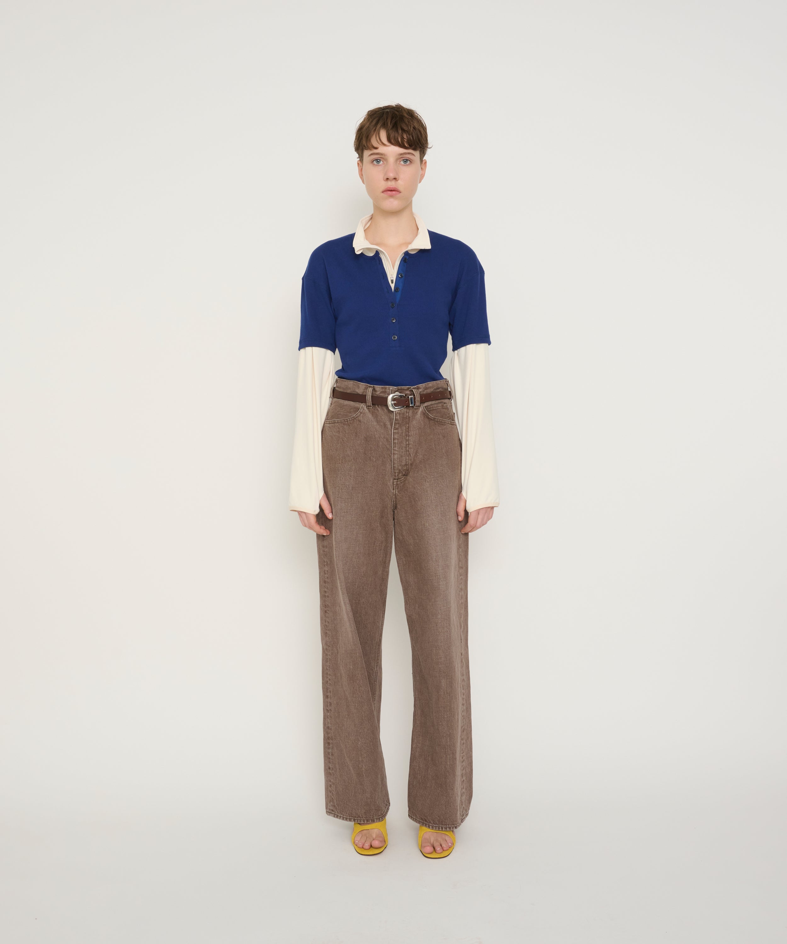 COTTON RIB HENRY NECK SHORT SLEEVE PULLOVER