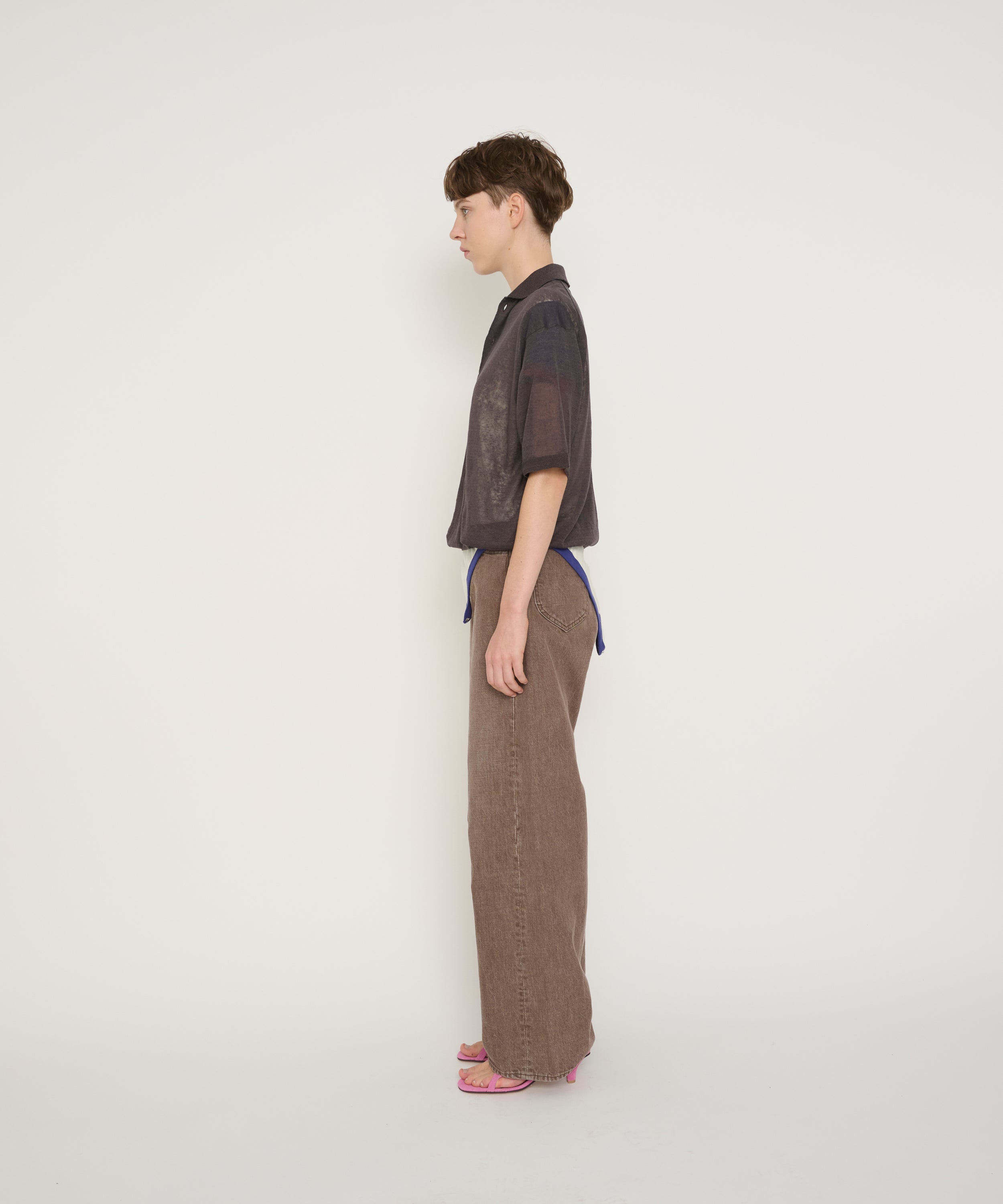 16G LINEN NYLON SHEER KNIT POLO SHIRT