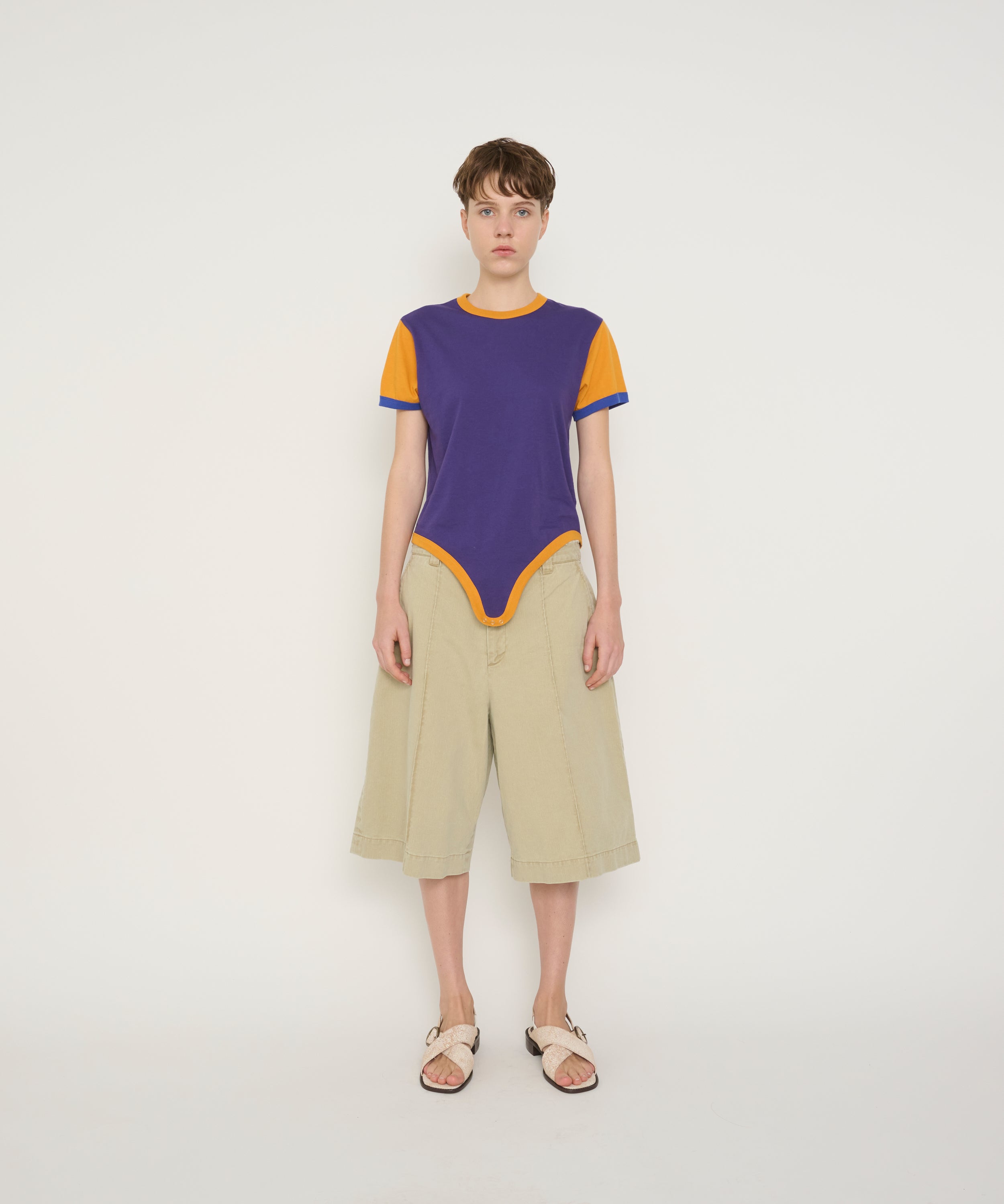 COTTON BI COLOR RINGER ROMPER T-SHIRT