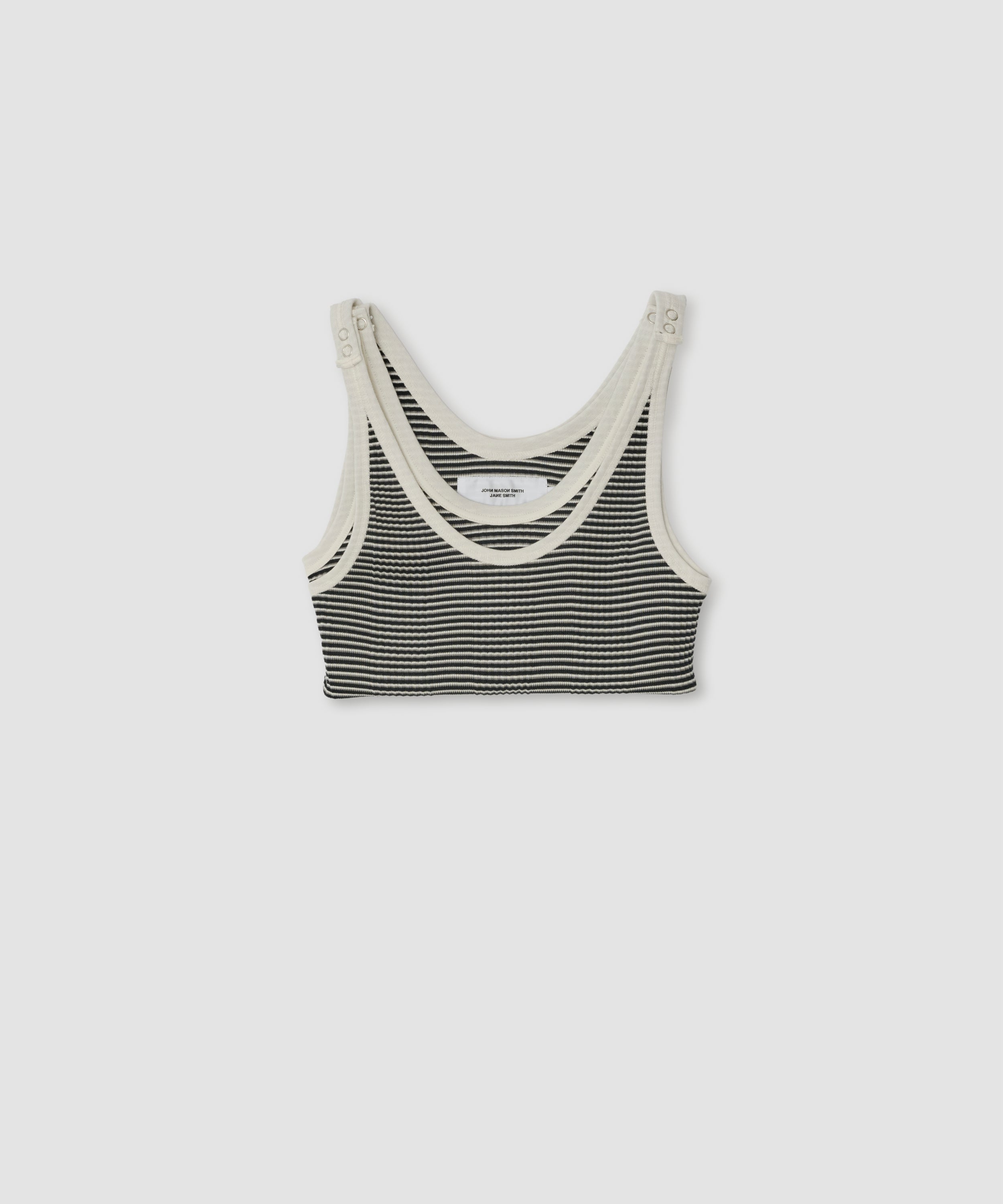 COTTON RANDOM BORDER RIB UP DOWN TANK TOP