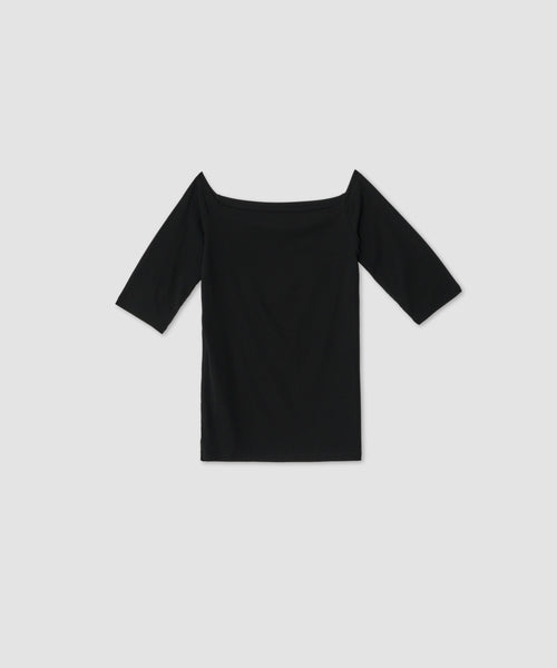 JANE SMITH ジェーンスミス 25SS COTTON POLYURETHANE OFF SHOULDER HALF SLEEVE TOPS オフショルダーカットソー 25SCT-#809L ブラック 38 ITX1TLVBACHM 25SCT-_809L_BLACK_grande.jpg?v