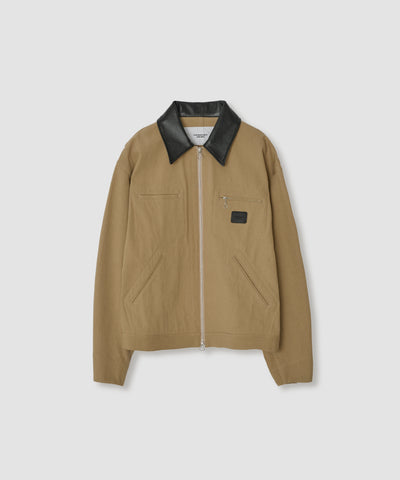 LEATHER COLLAR COTTON CHINO CLOTH DETROIT SHORT JACKET