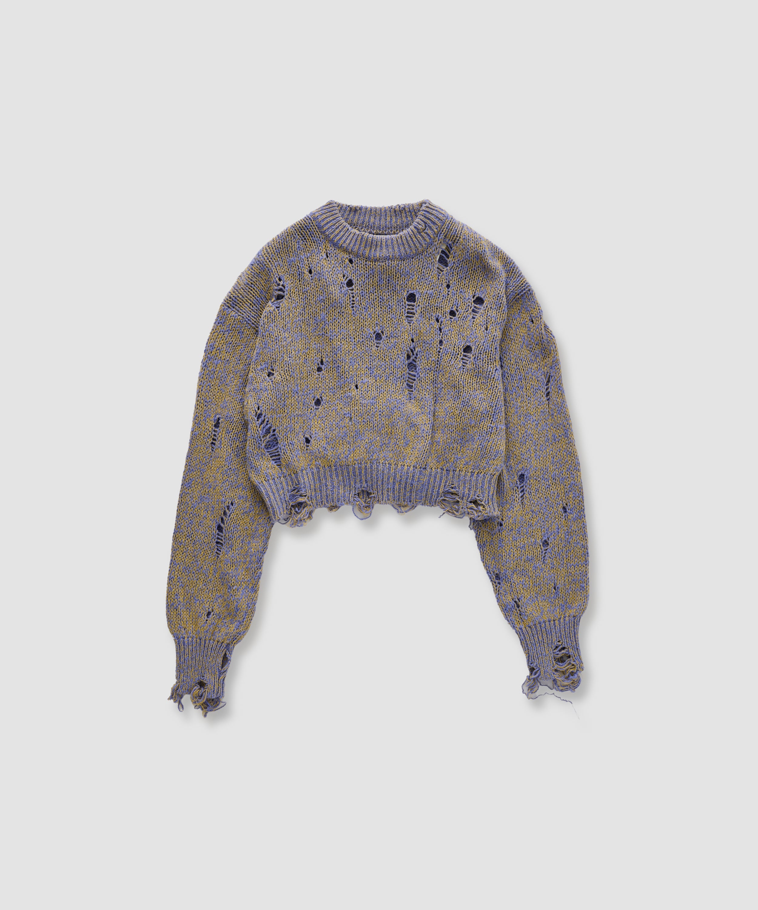 DAMAGE COTTON KNIT CREW NECK