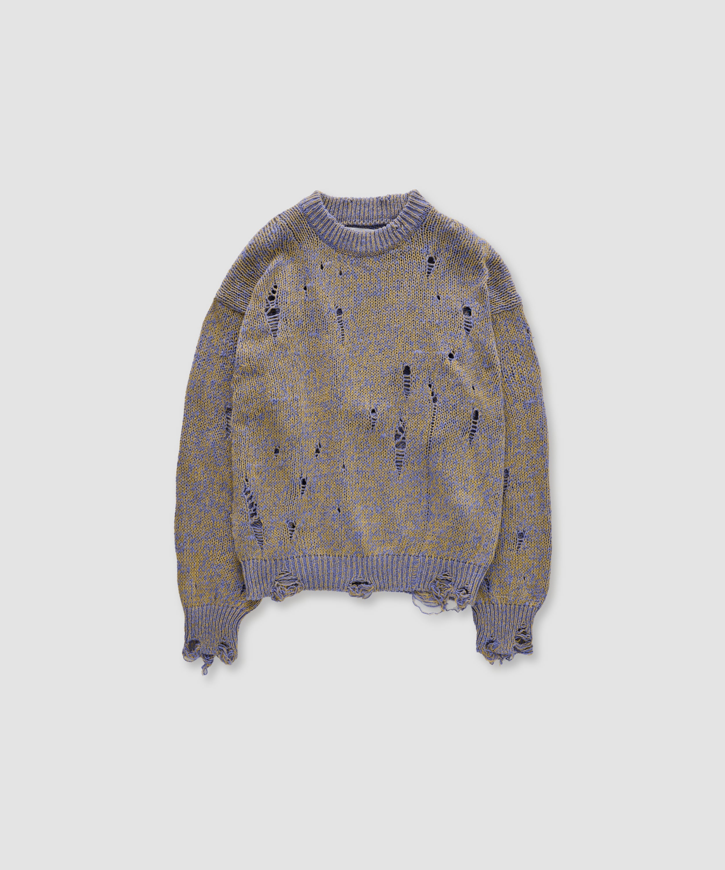 DAMAGE COTTON KNIT CREW NECK