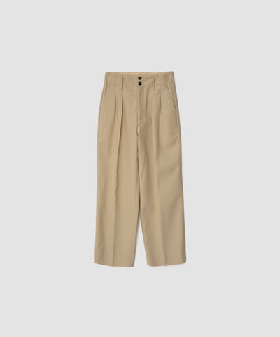 COTTON POLYESTER TWILL TWO TUCK PANTS