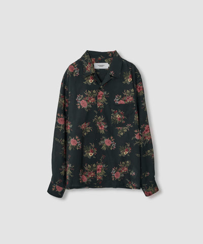 FLOWER PRINT COTTON RAYON OPEN COLLAR SHIRT