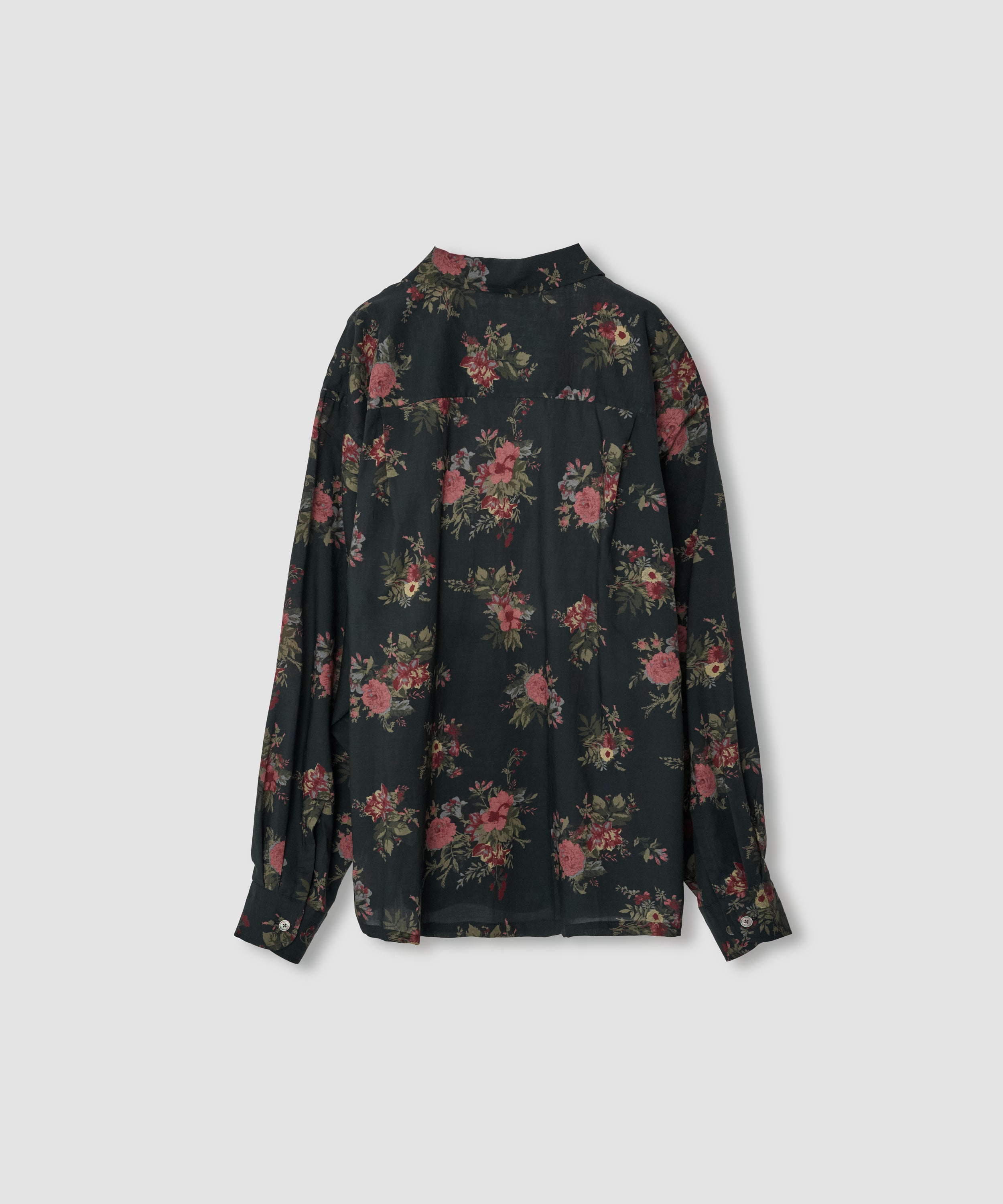 FLOWER PRINT COTTON RAYON OPEN COLLAR SHIRT