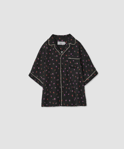 CUPRO FLOWER PRINT PIPING OPEN COLLAR SHIRTS