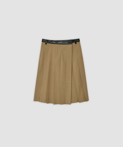 COTTON CHINO CLOTH PLEATS WRAP SKIRT