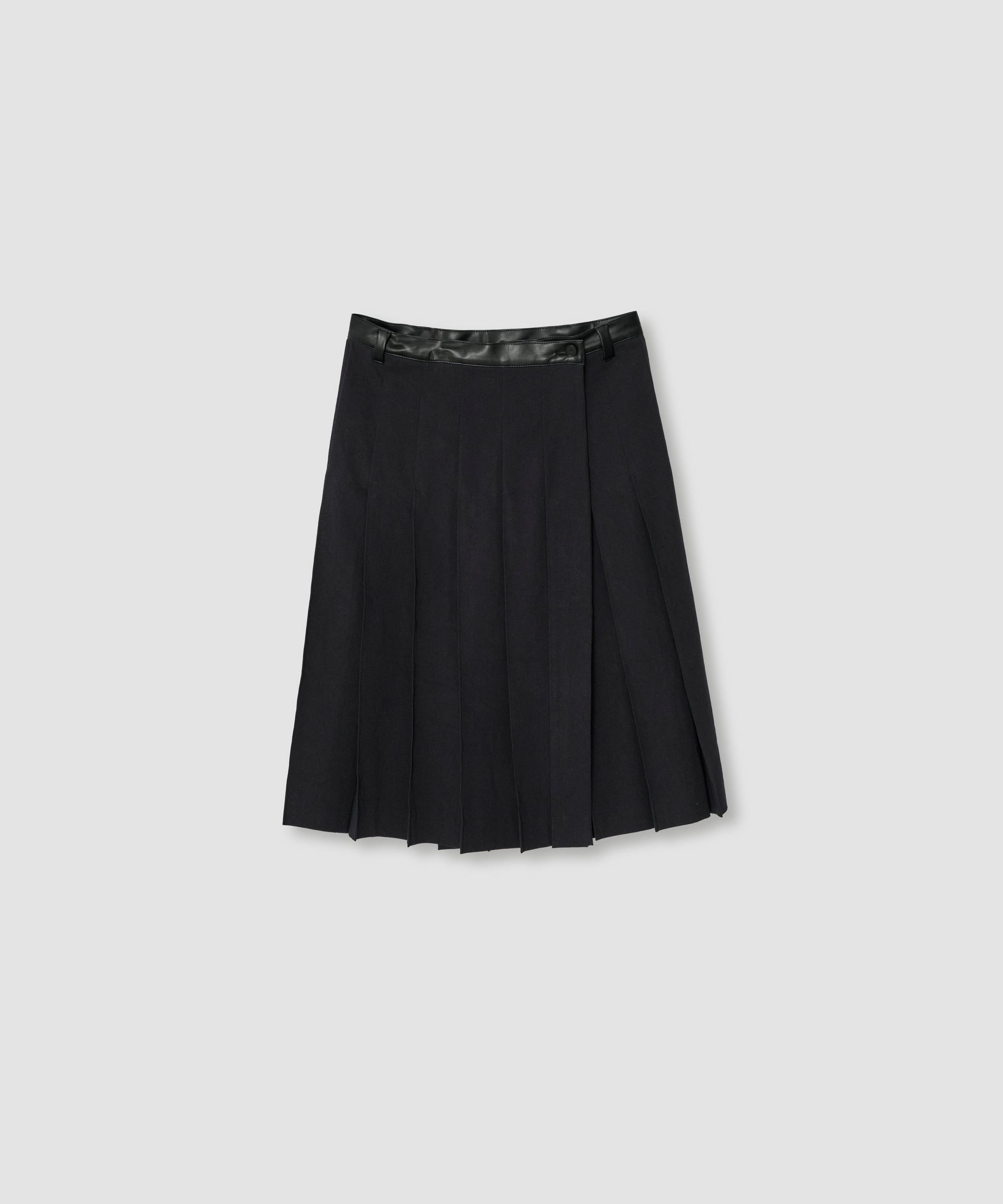 COTTON CHINO CLOTH PLEATS WRAP SKIRT