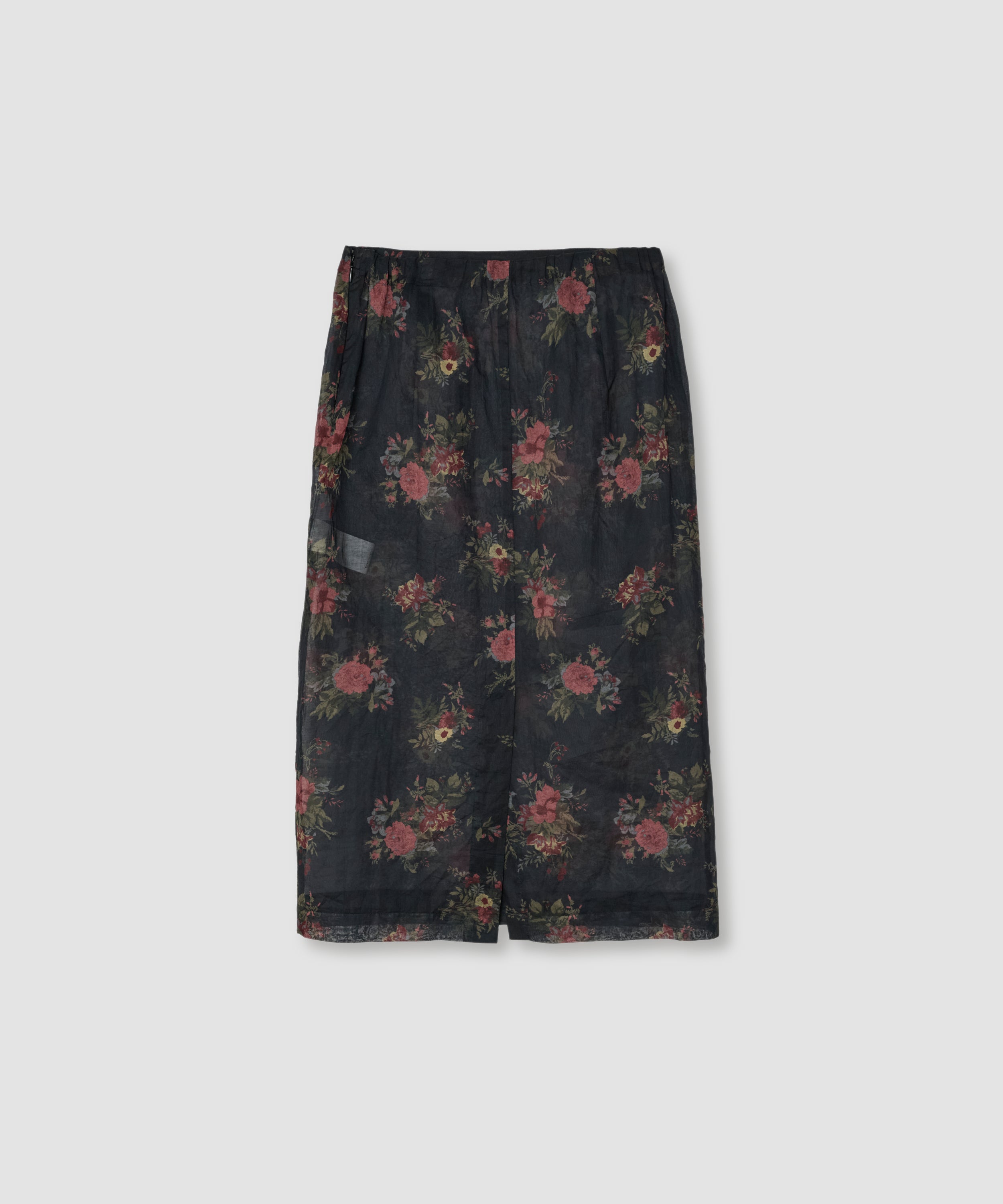 FLOWER PRINT ORGANDY ELASTIC WAIST SKIRT