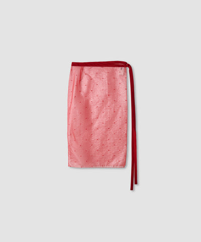 POLYESTER NYLON SHEER CUT JACQUARD WRAP SKIRT