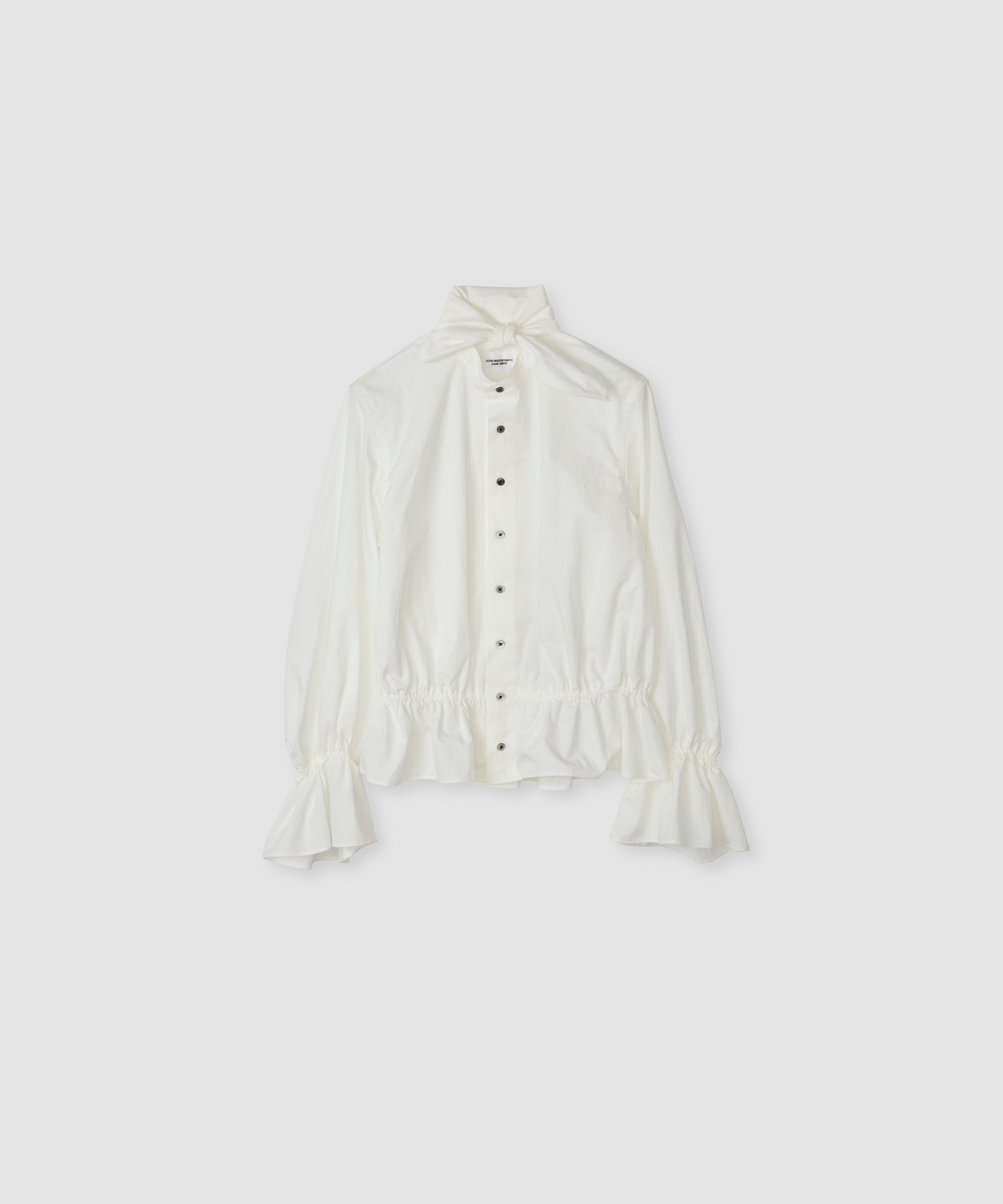 WASHED COTTON BROAD BOW TIE GATHER SHIRT