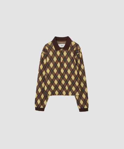 COTTON JACQUARD ARGYLE POLO SHIRT