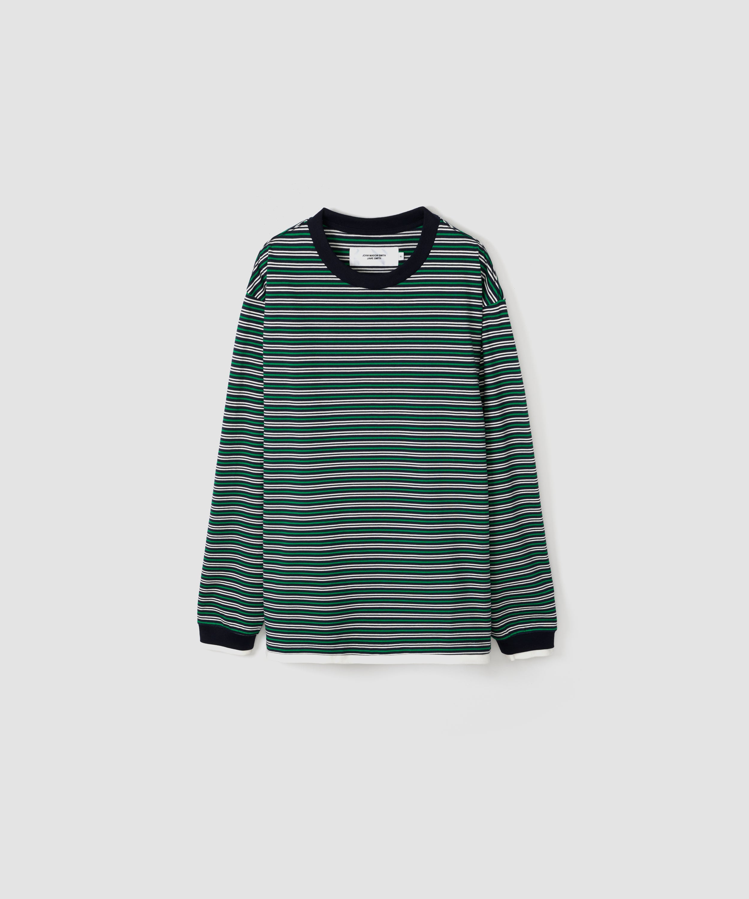 COTTON BORDER LAYERED L/S T-SHIRT