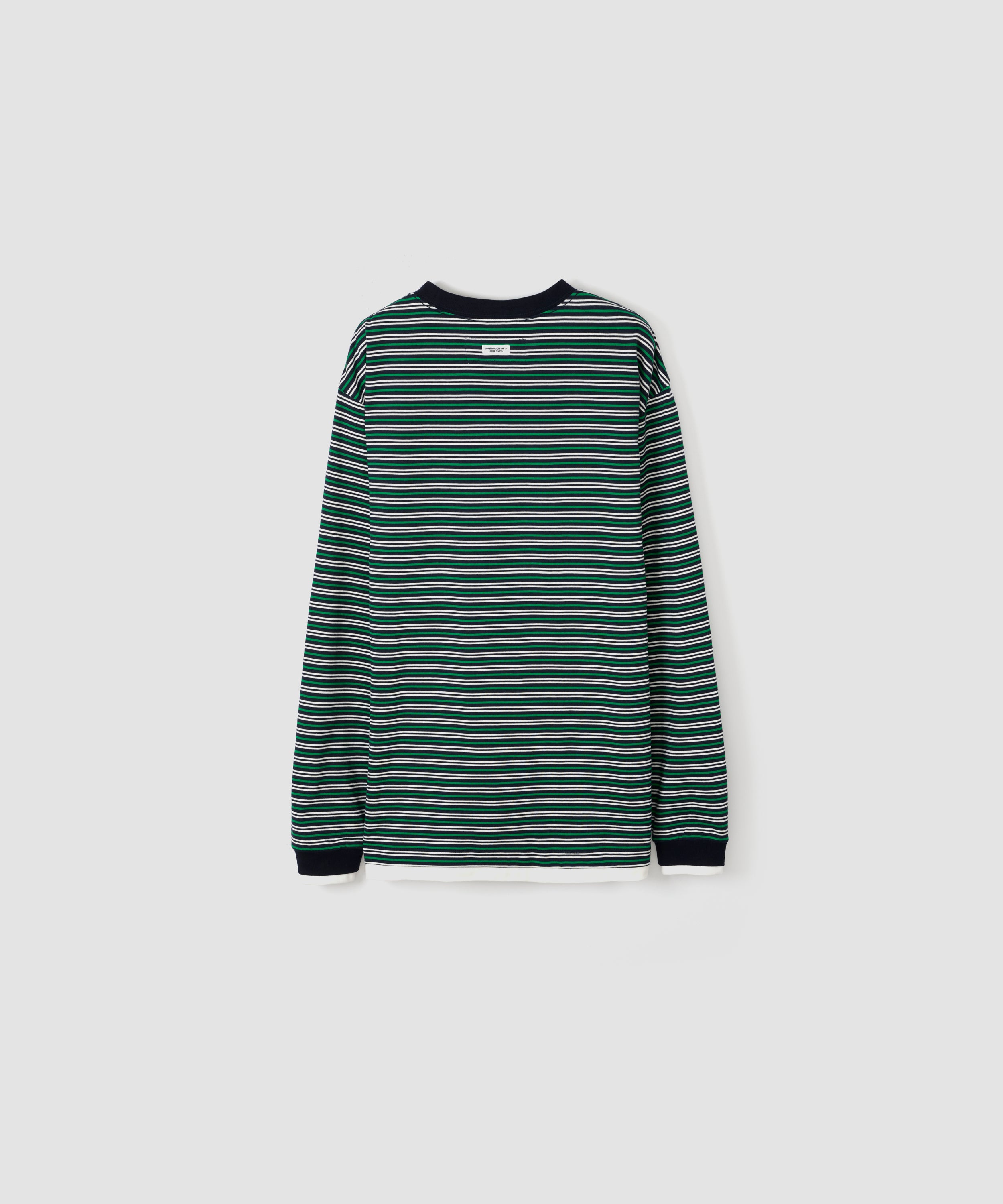 COTTON BORDER LAYERED L/S T-SHIRT