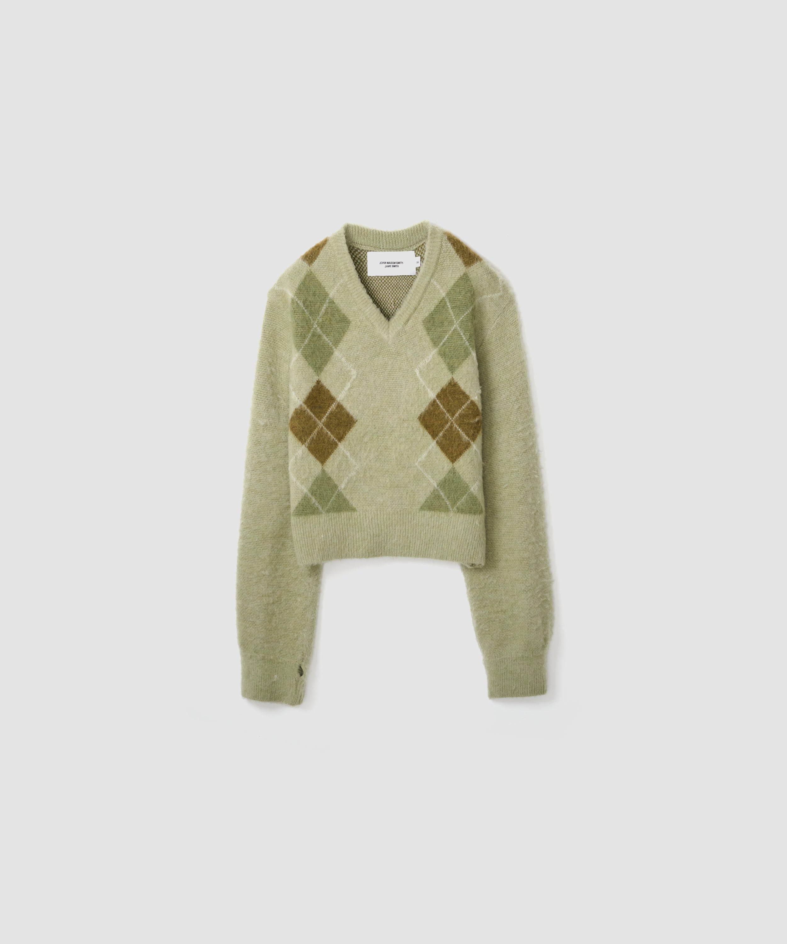 7G WOOL JACQUARD ARGYLE V NECK SHORT KNIT