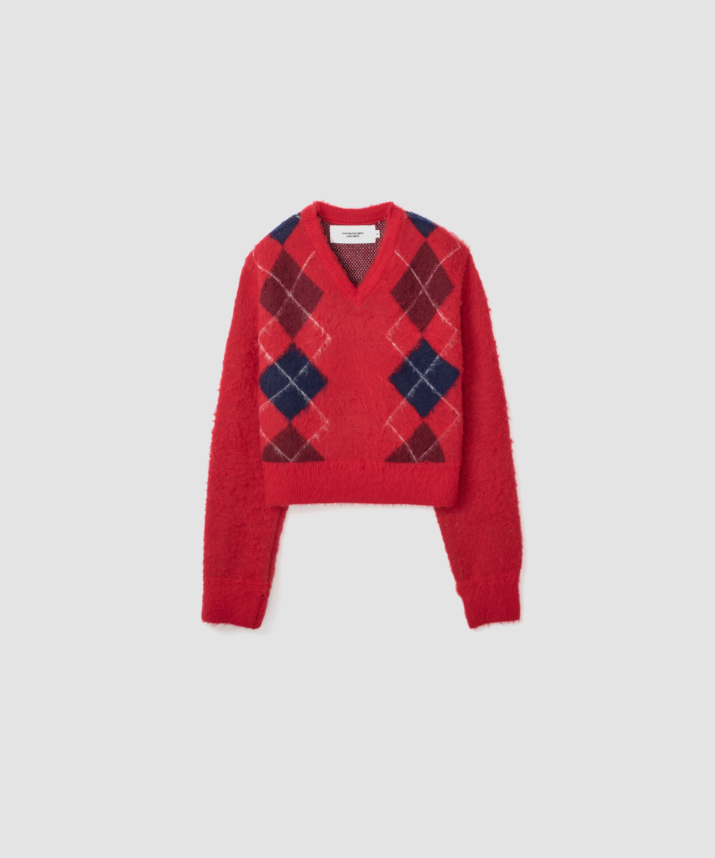 7G WOOL JACQUARD ARGYLE V NECK SHORT KNIT