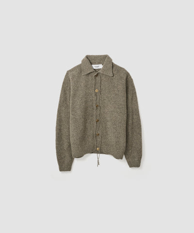 5G REVERSE STICHES POLO COLLAR KNIT CARDIGAN