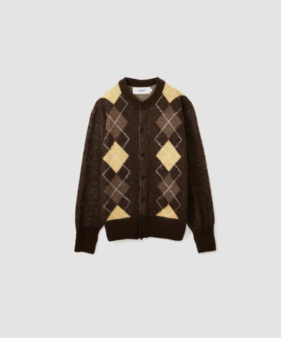 7G WOOL JACQUARD ARGYLE CREW CARDIGAN