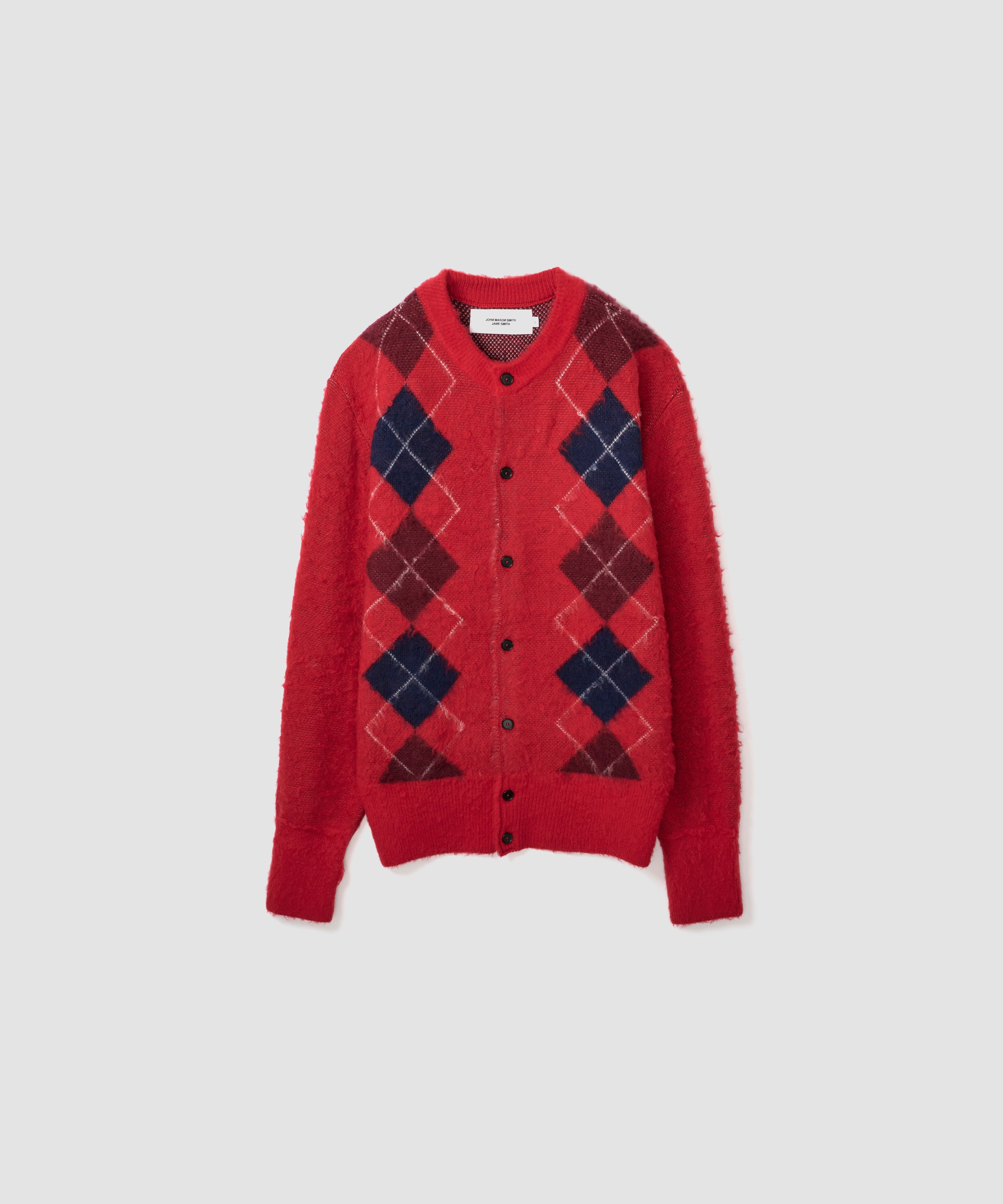 7G WOOL JACQUARD ARGYLE CREW CARDIGAN