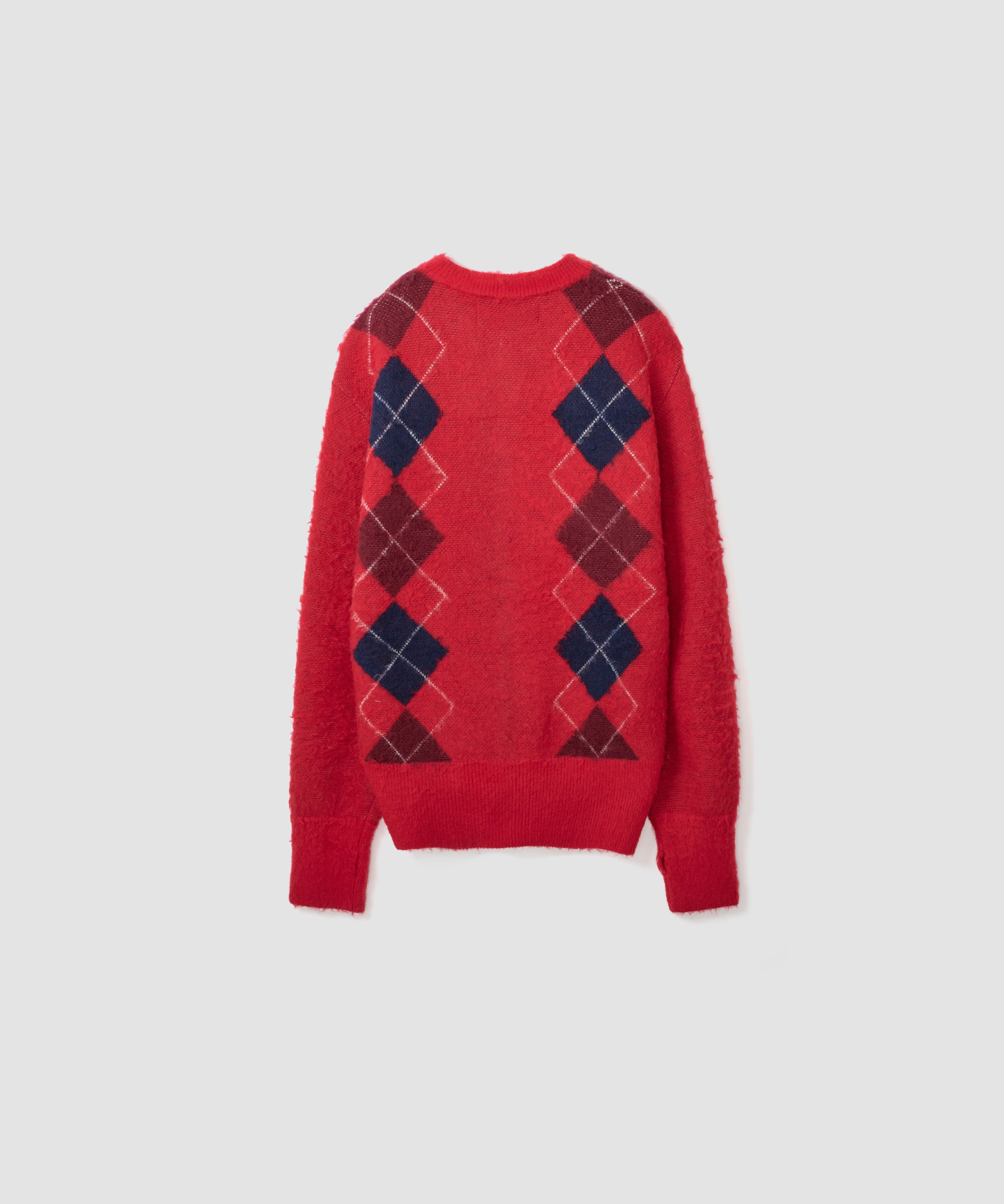 7G WOOL JACQUARD ARGYLE CREW CARDIGAN