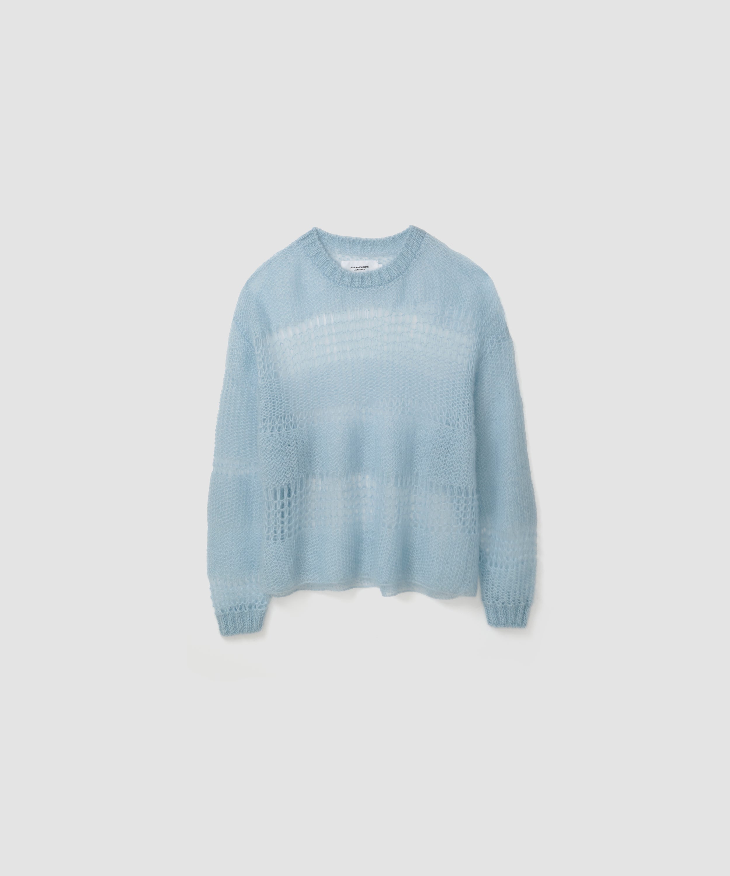 MOHAIR RANDOM BORDER CREW KNIT