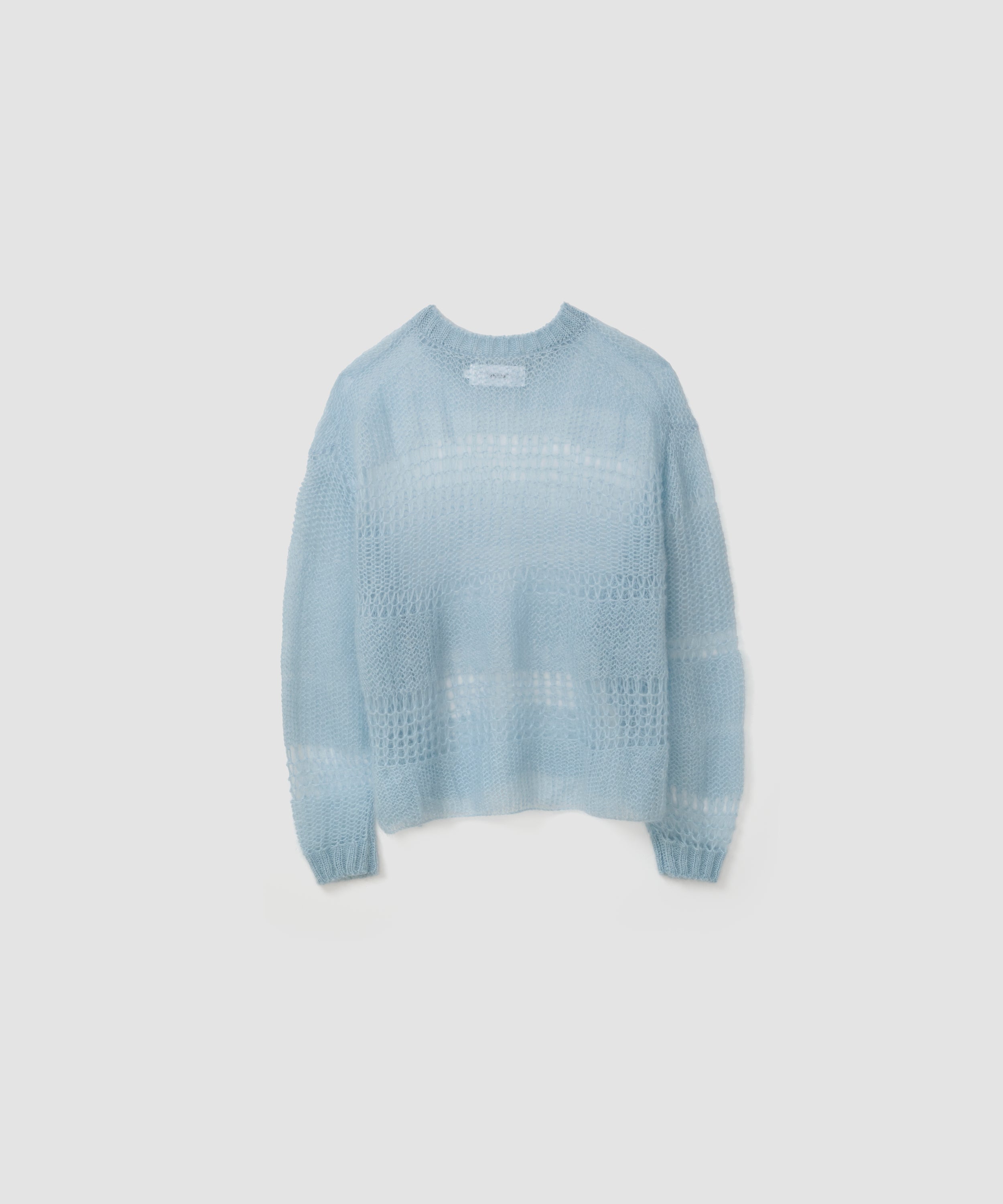 MOHAIR RANDOM BORDER CREW KNIT