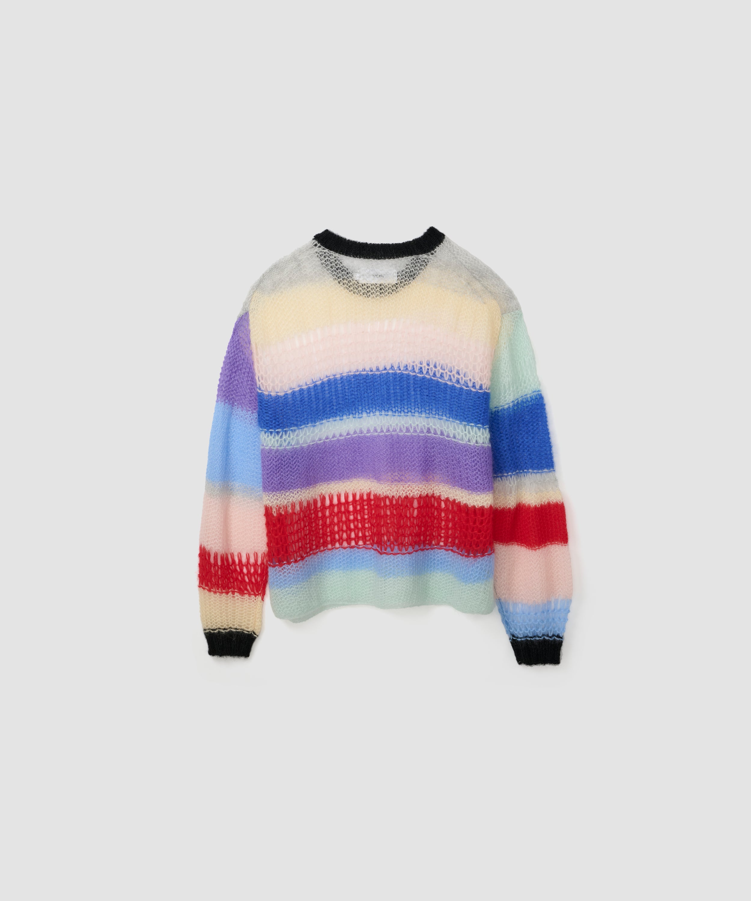 MOHAIR RANDOM BORDER CREW KNIT
