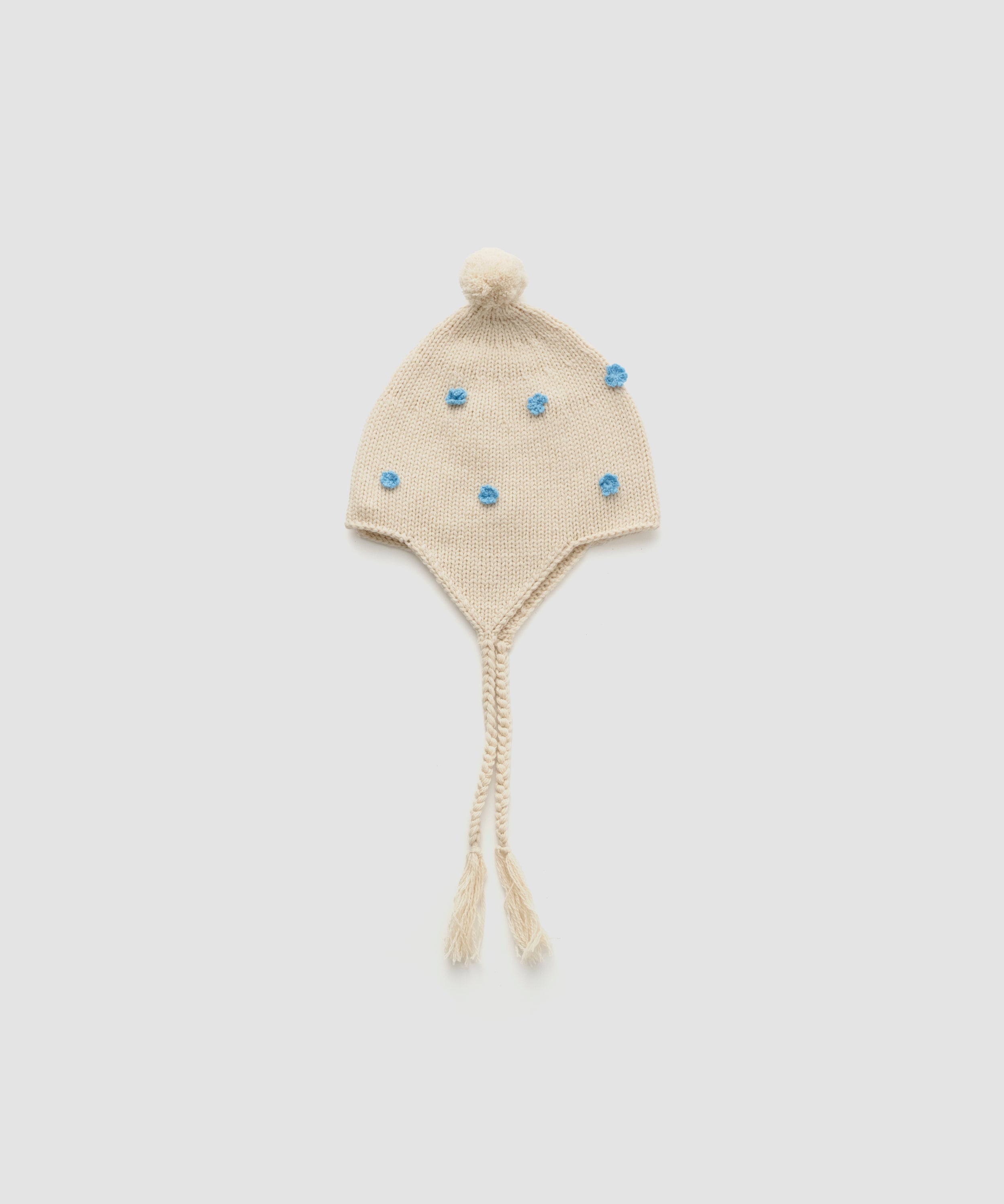 EAR FLAP KNIT BEANIE FLOWER