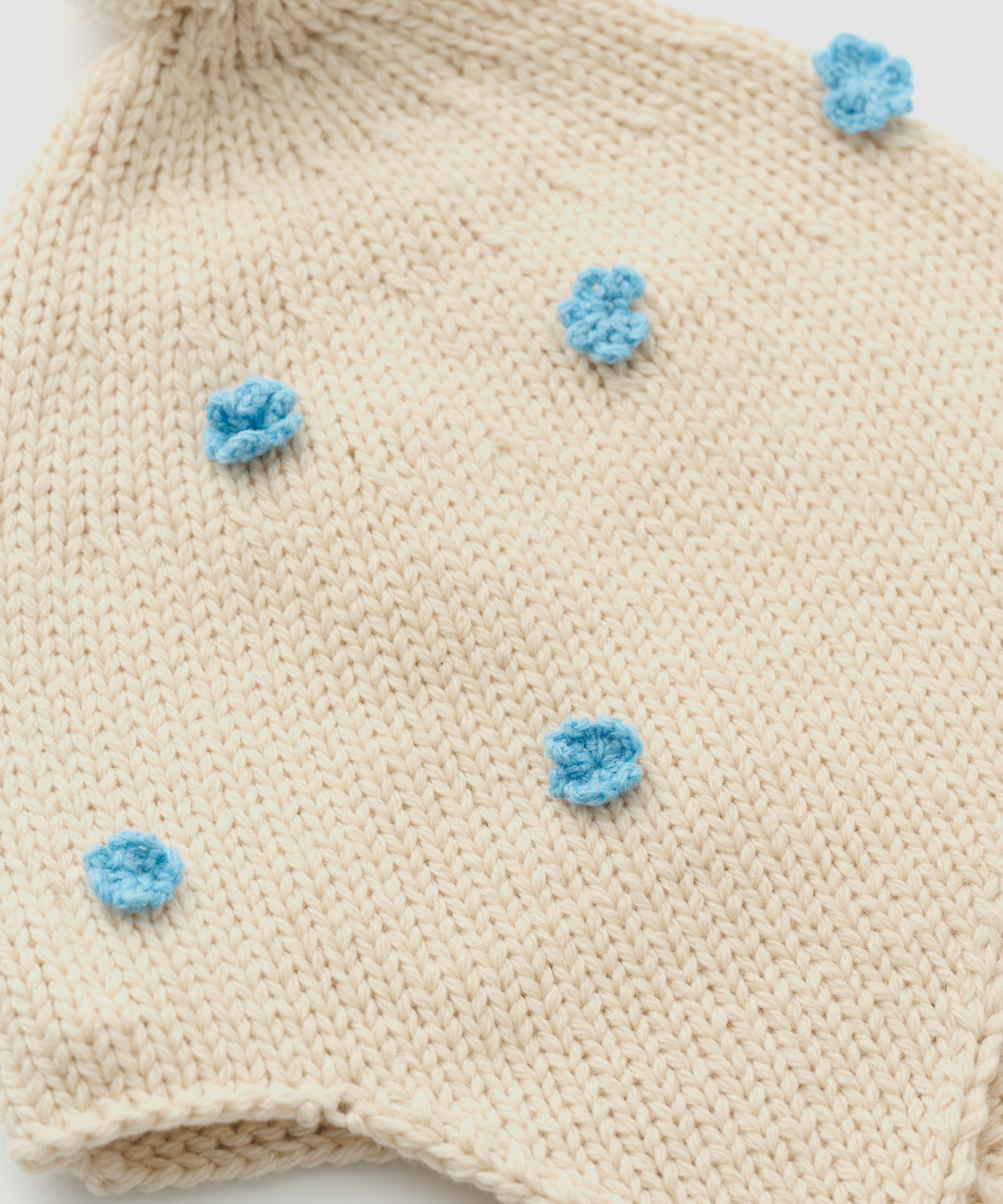 EAR FLAP KNIT BEANIE FLOWER